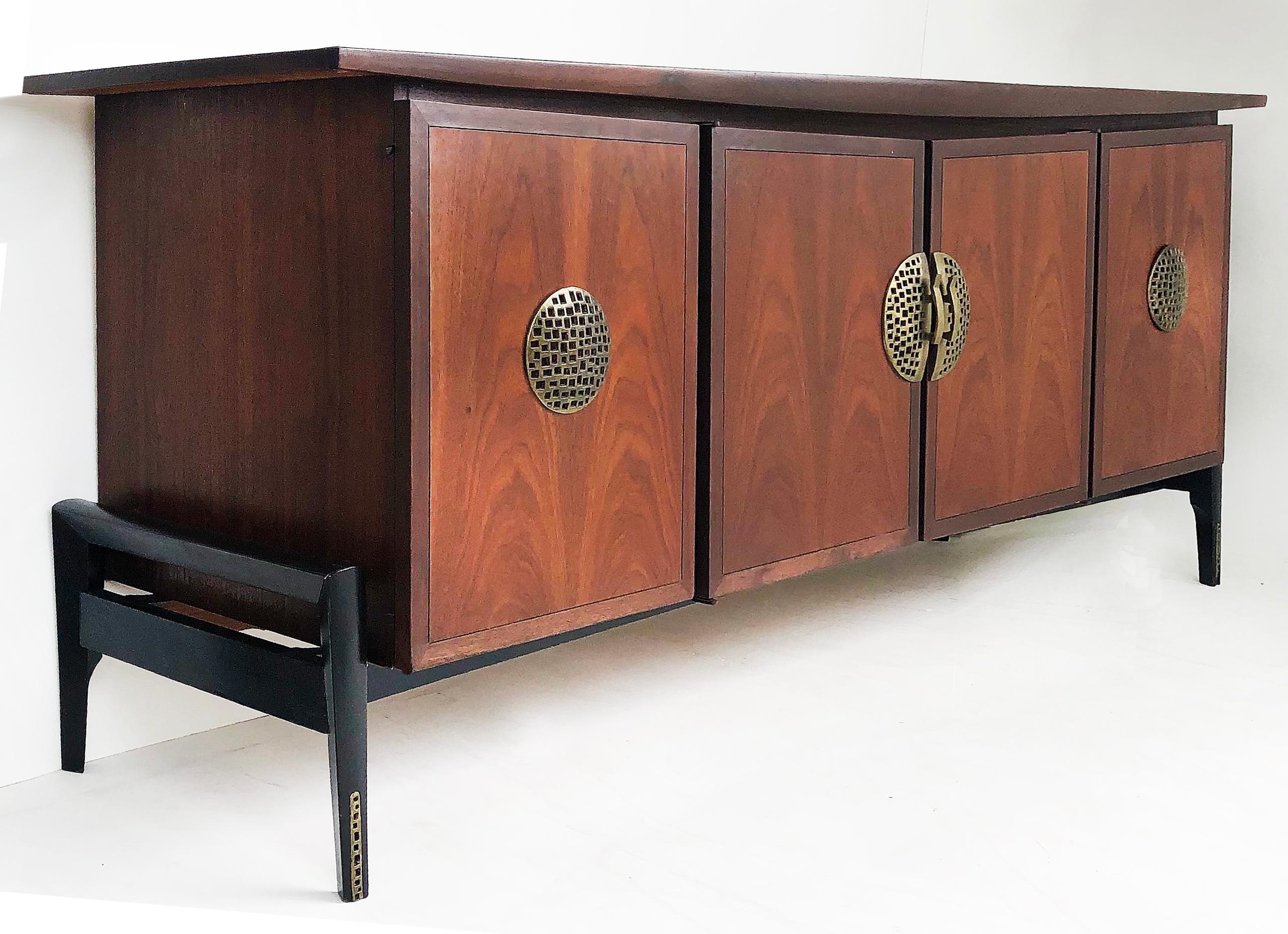 Mid-Century Modern 1950s Helen Hobey Baker Walnut Dresser, Asian Influenced