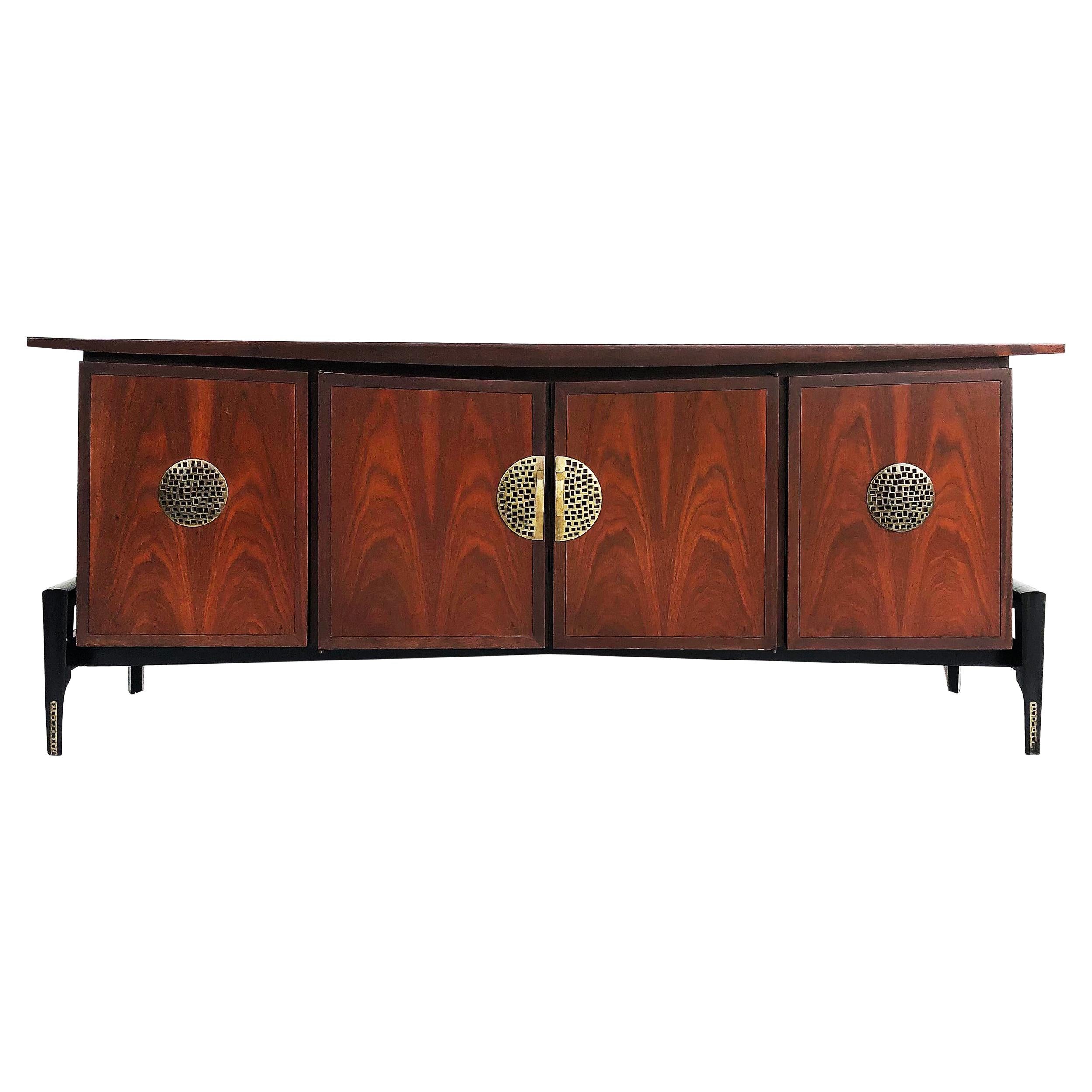 1950s Helen Hobey Baker Walnut Dresser, Asian Influenced