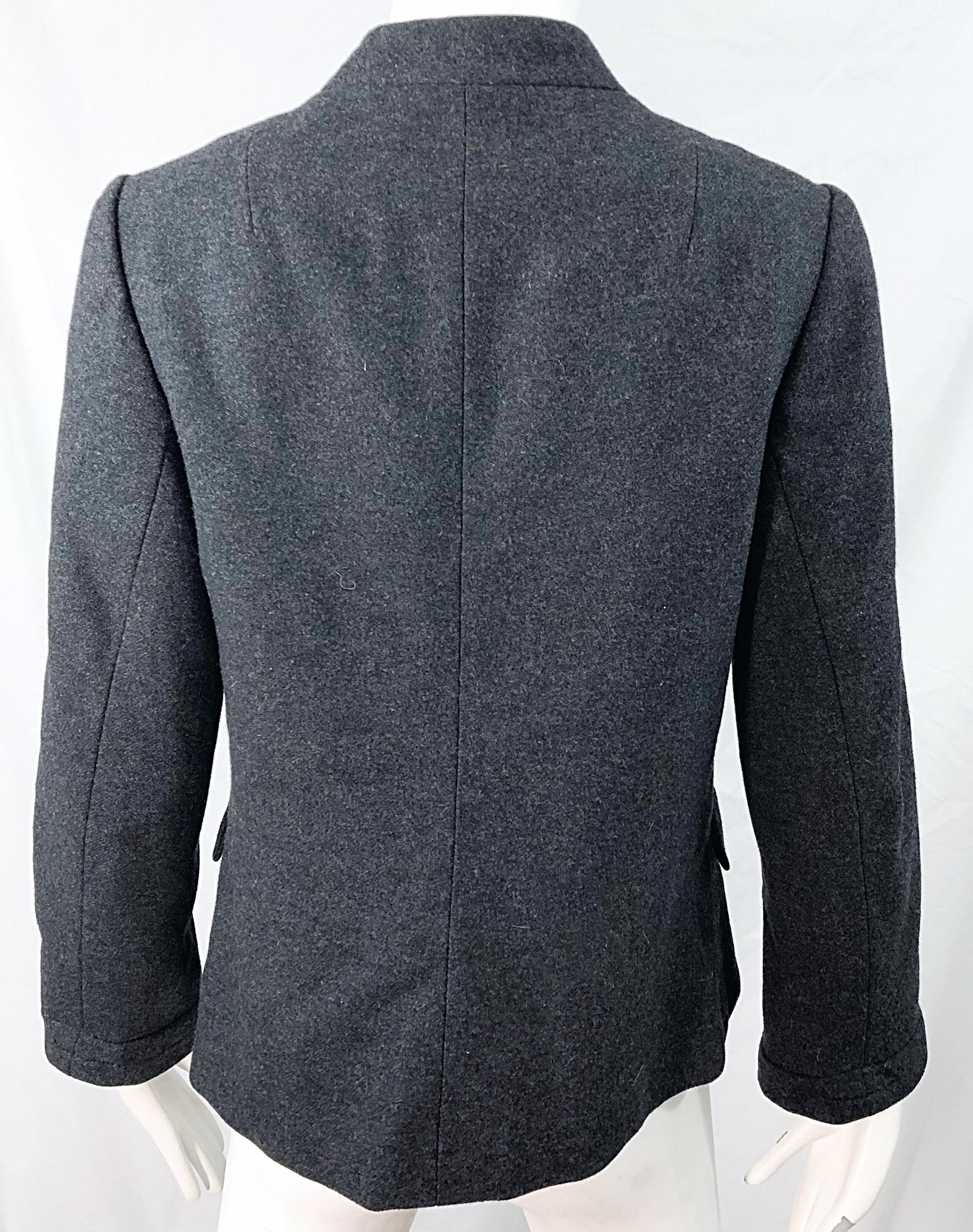 1950er Helen Rose Grau Wolle Asymmetrische Knöpfe Vintage 50er Jahre graue Jacke Mantel im Angebot 7