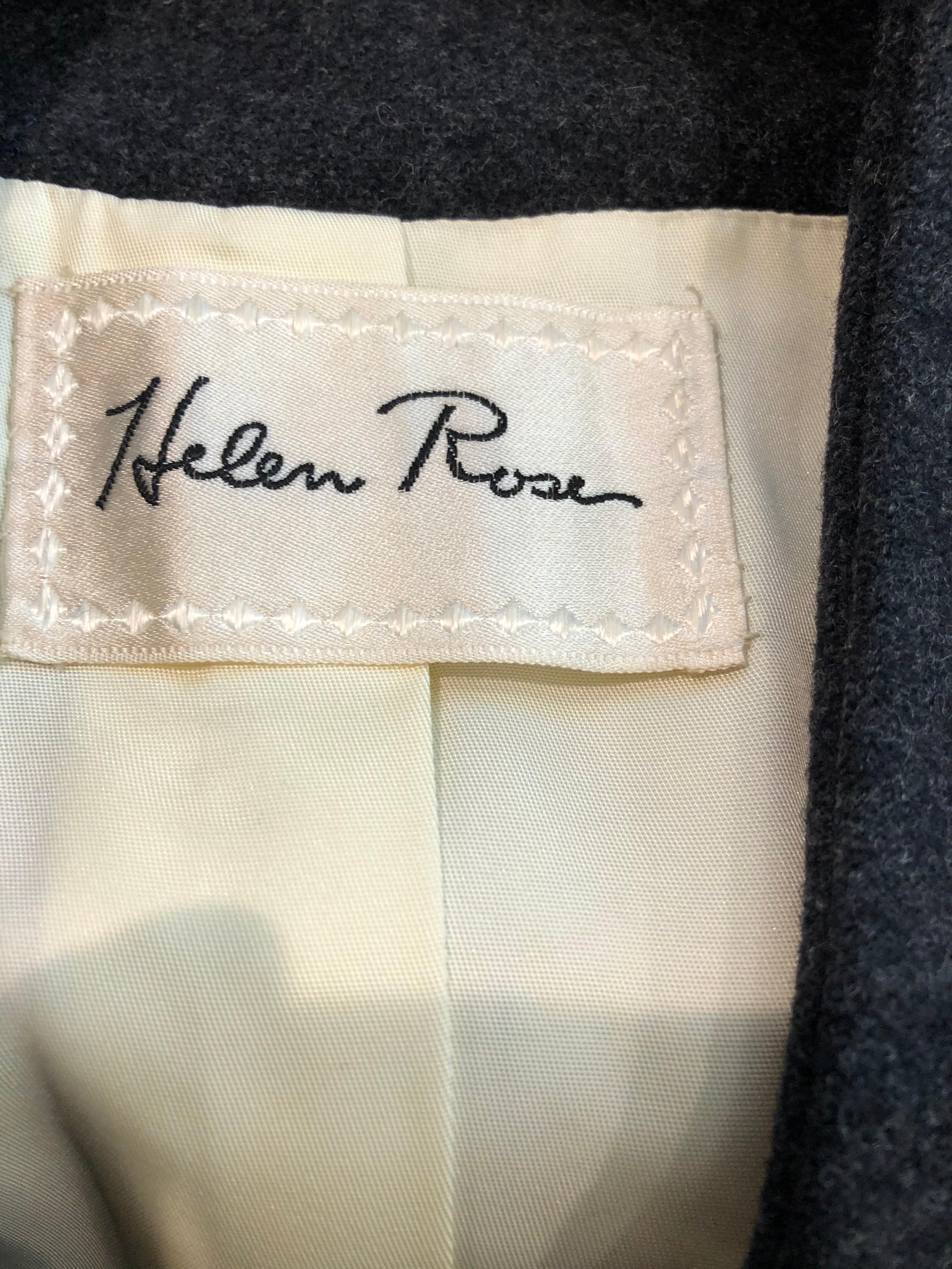 Gris Helen Rose - Manteau gris vintage en laine avec boutons asymétriques, années 1950 en vente