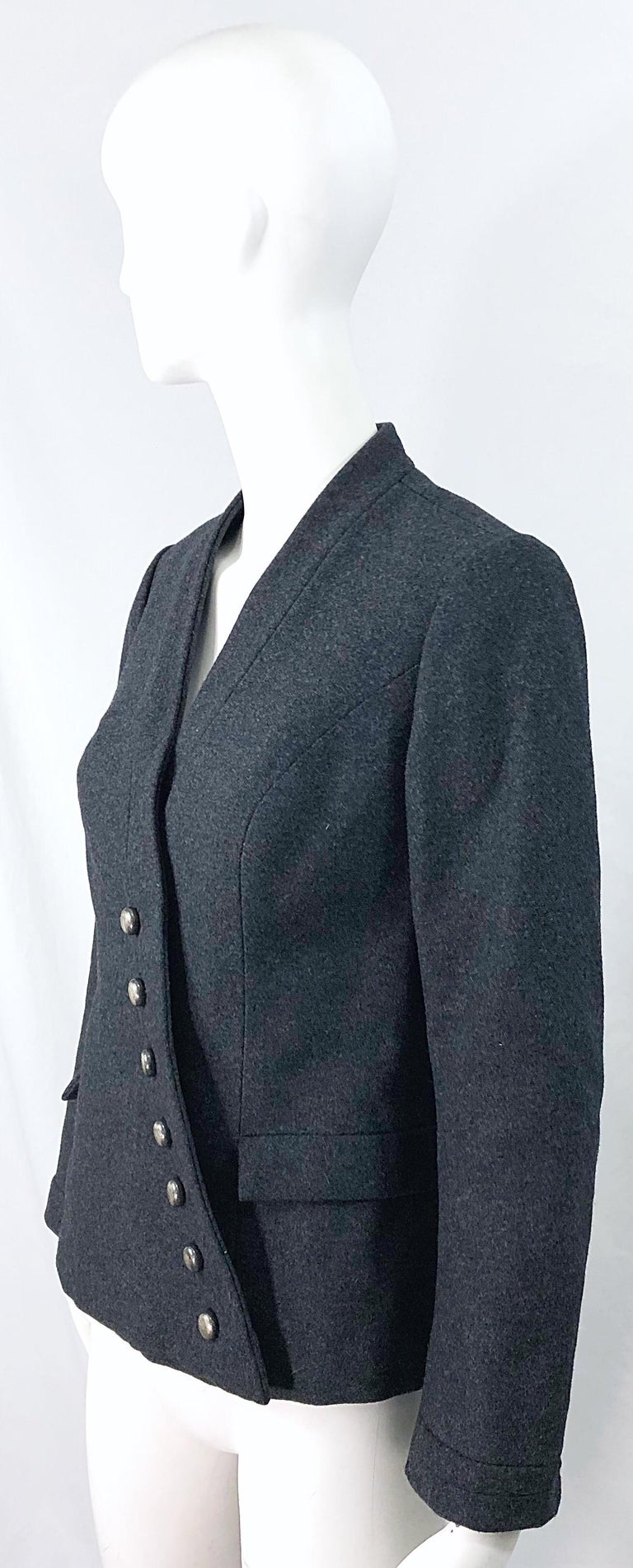 1950s Helen Rose Grey Wool Asymmetrical Buttons Vintage 50s Gray Jacket ...