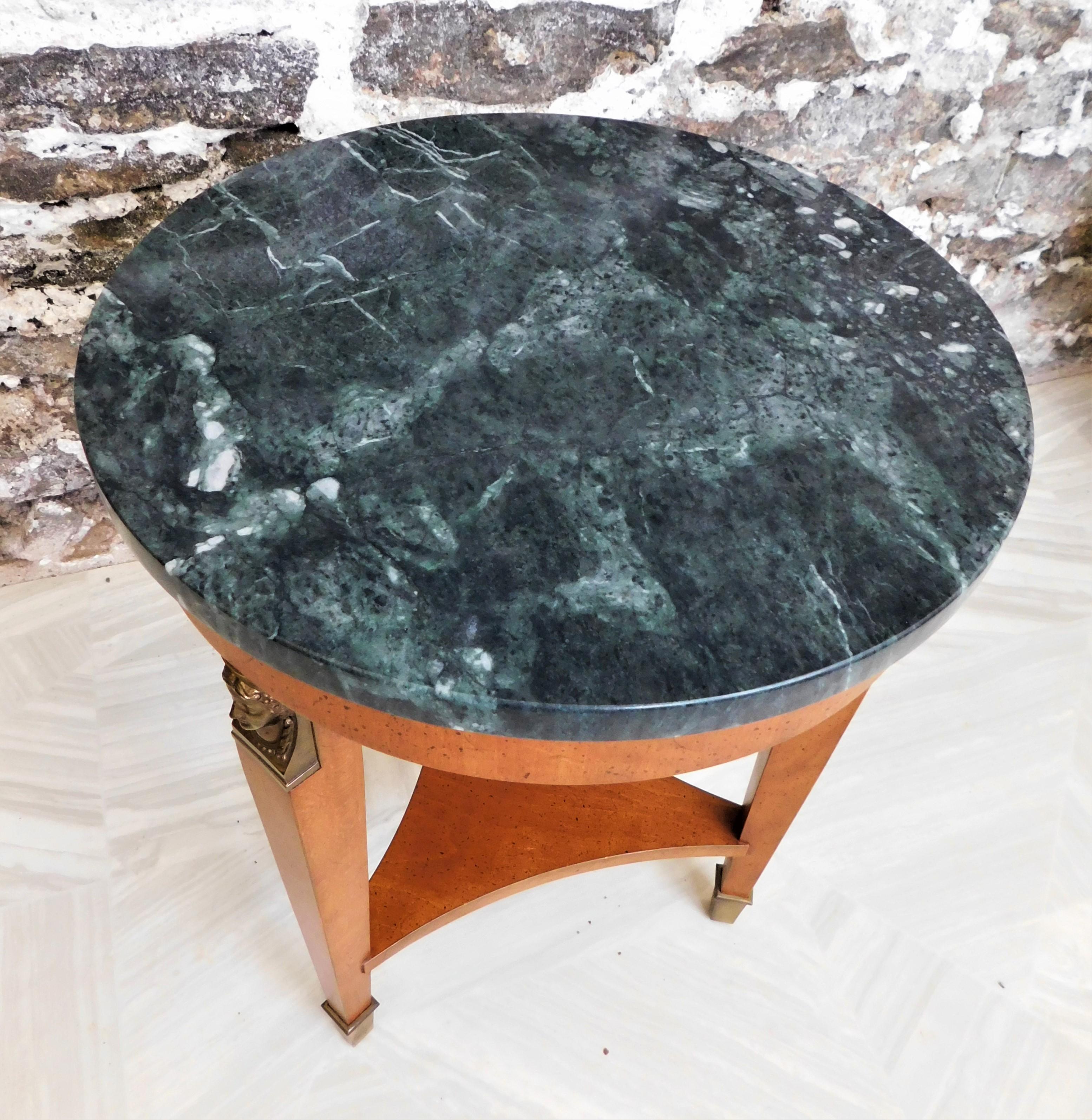 Neoclassical 1950's Henredon Fine Furniture Side Table with Italian Marble Top