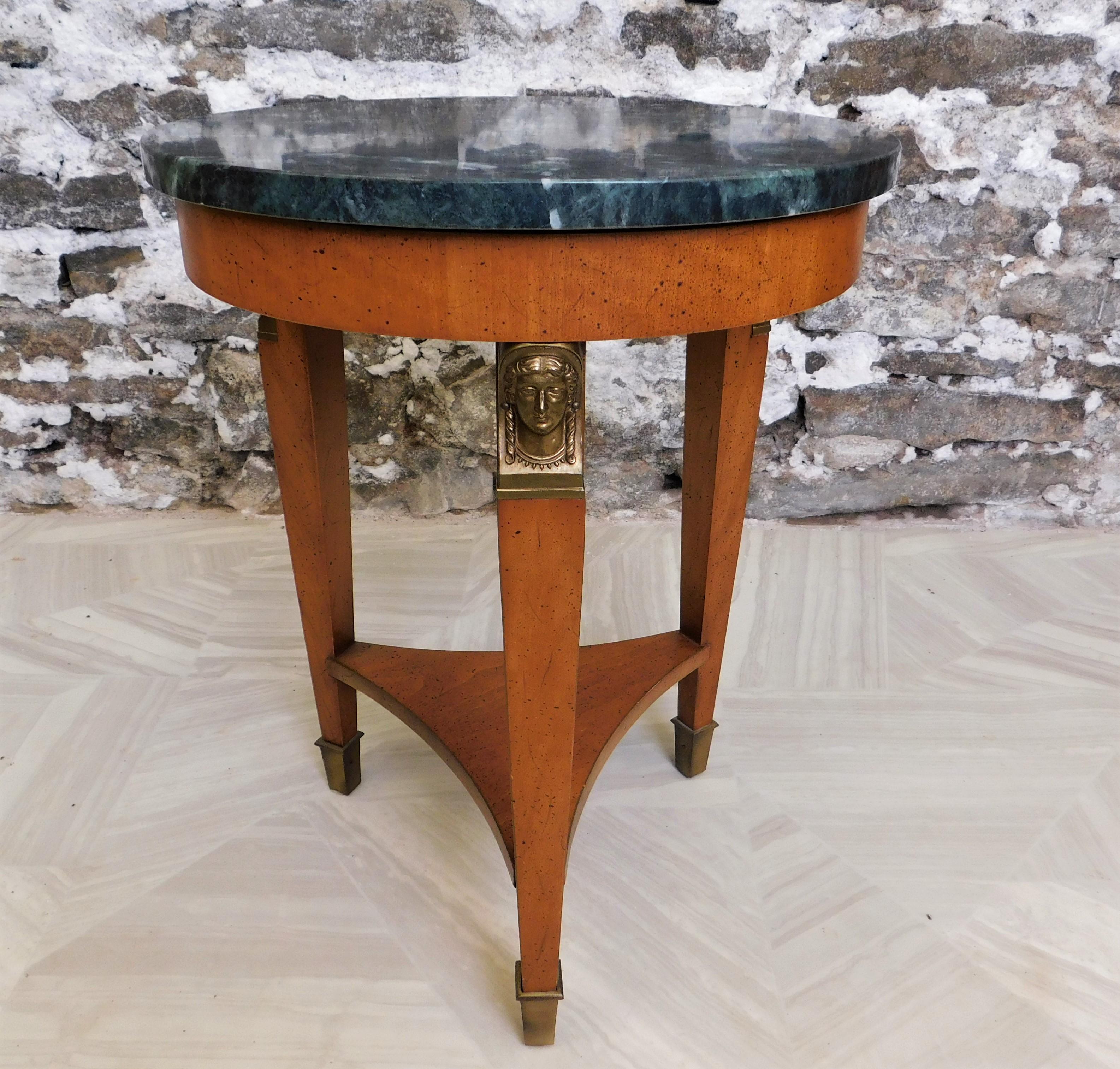American 1950's Henredon Fine Furniture Side Table with Italian Marble Top
