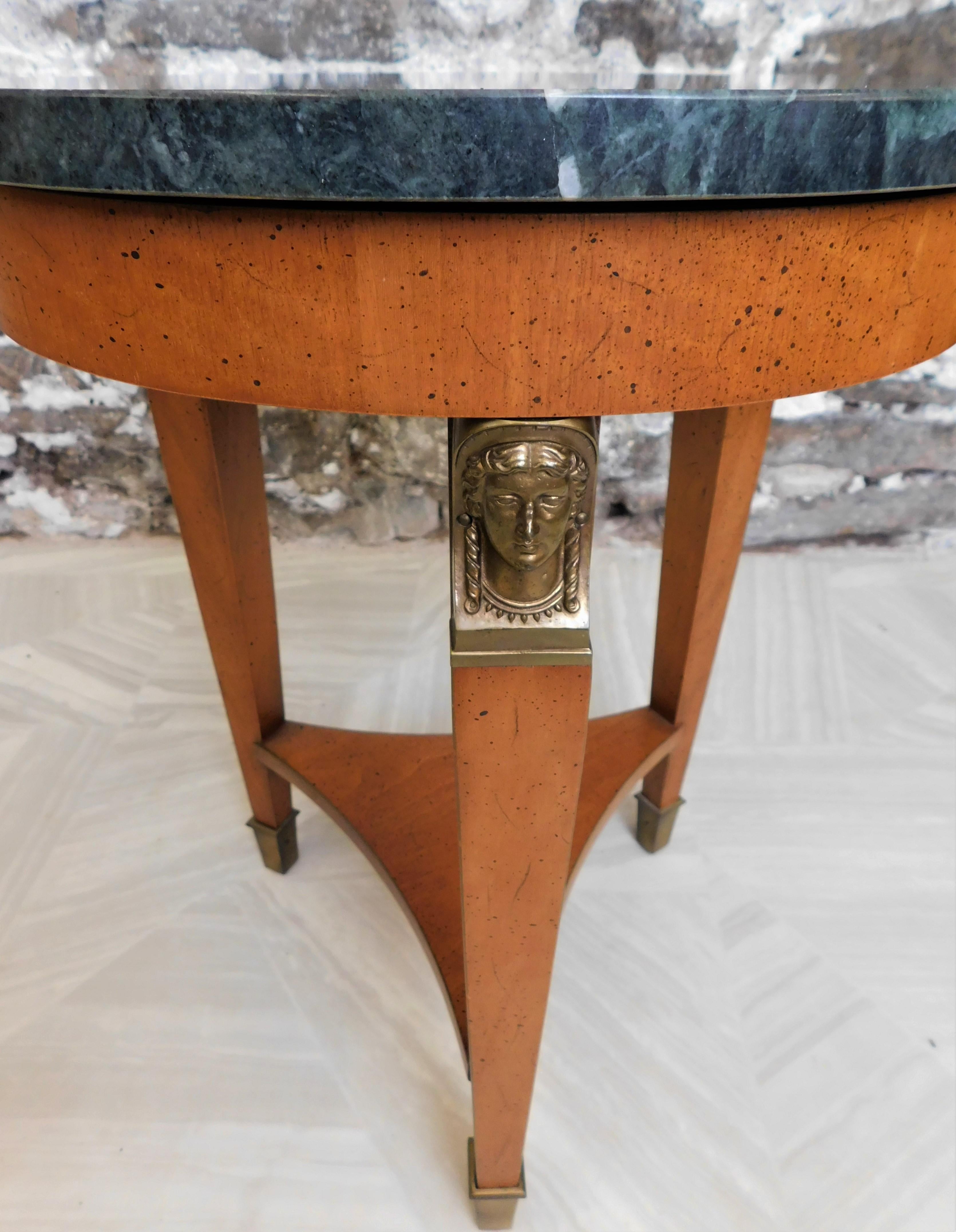 1950's Henredon Fine Furniture Side Table with Italian Marble Top In Good Condition In Hamilton, Ontario