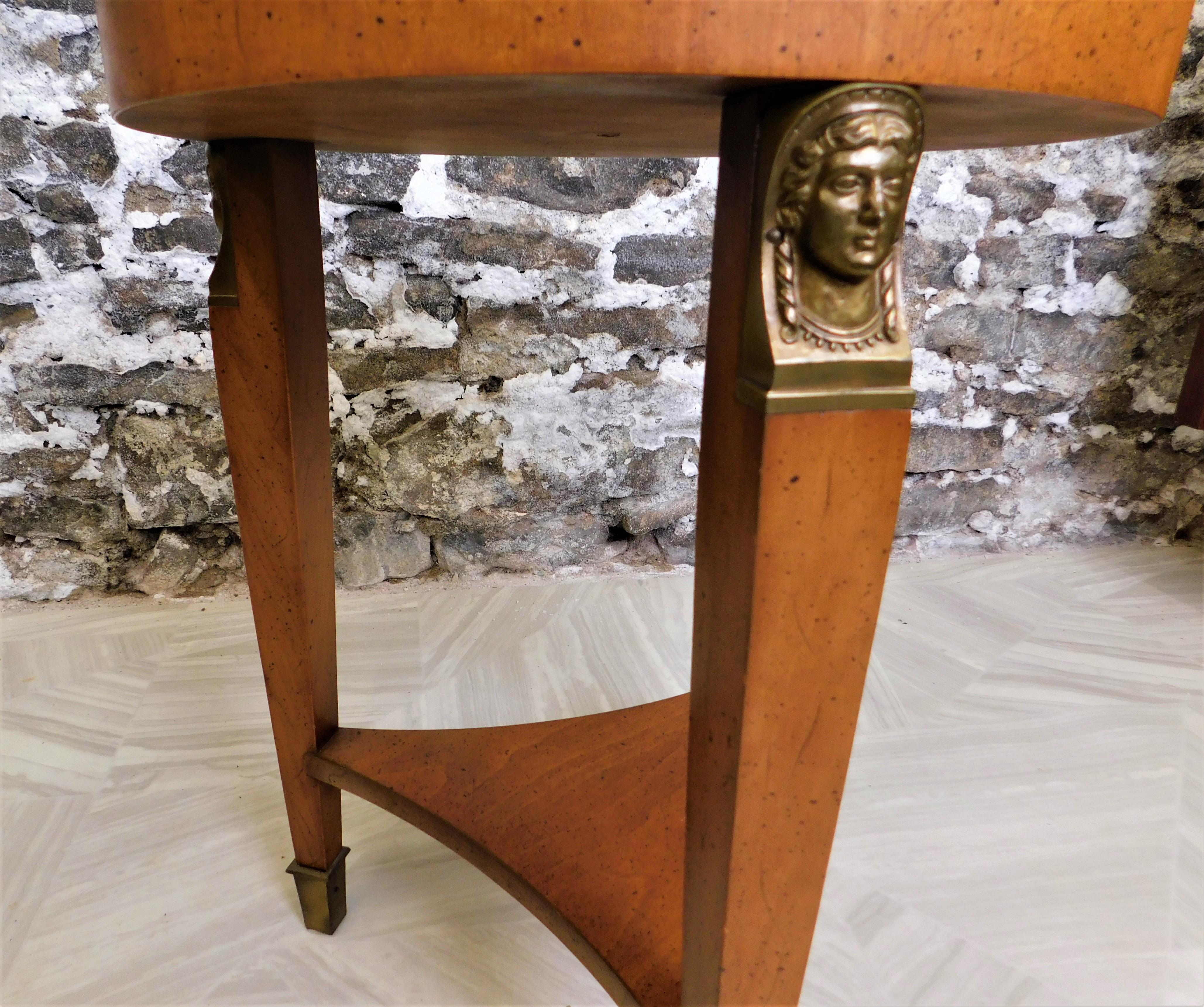 Mid-20th Century 1950's Henredon Fine Furniture Side Table with Italian Marble Top