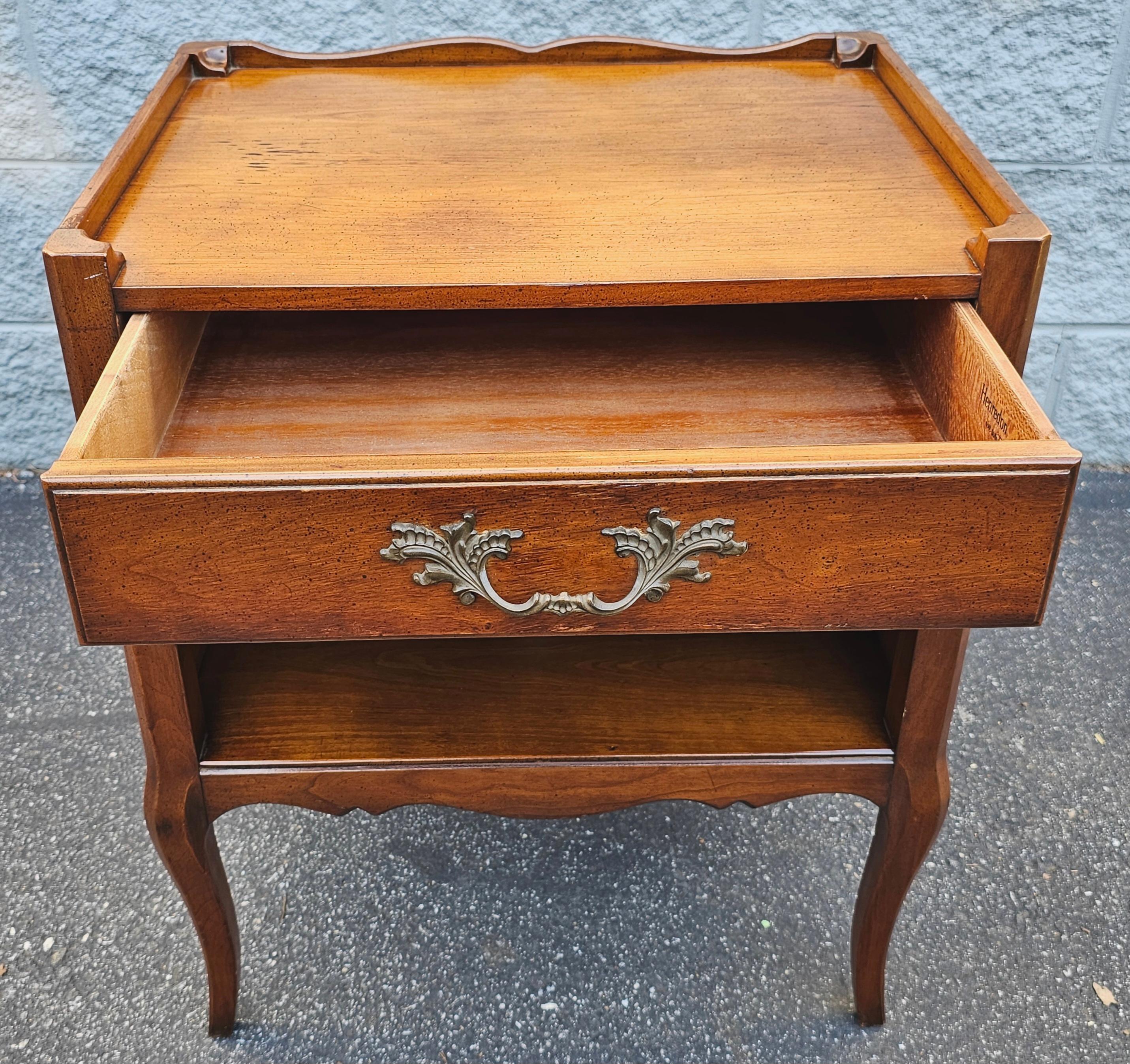 Mid-Century Modern 1950s Henrendon Furniture French Single Drawer Side Table For Sale