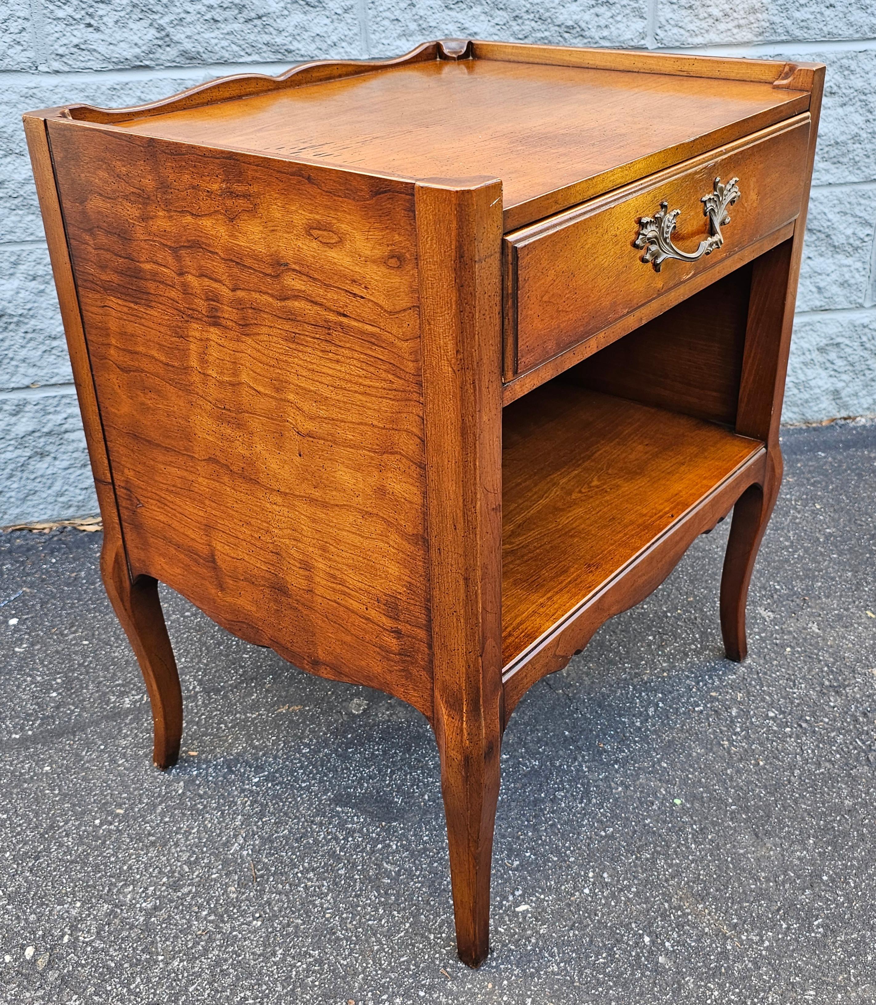 Walnut 1950s Henrendon Furniture French Single Drawer Side Table For Sale