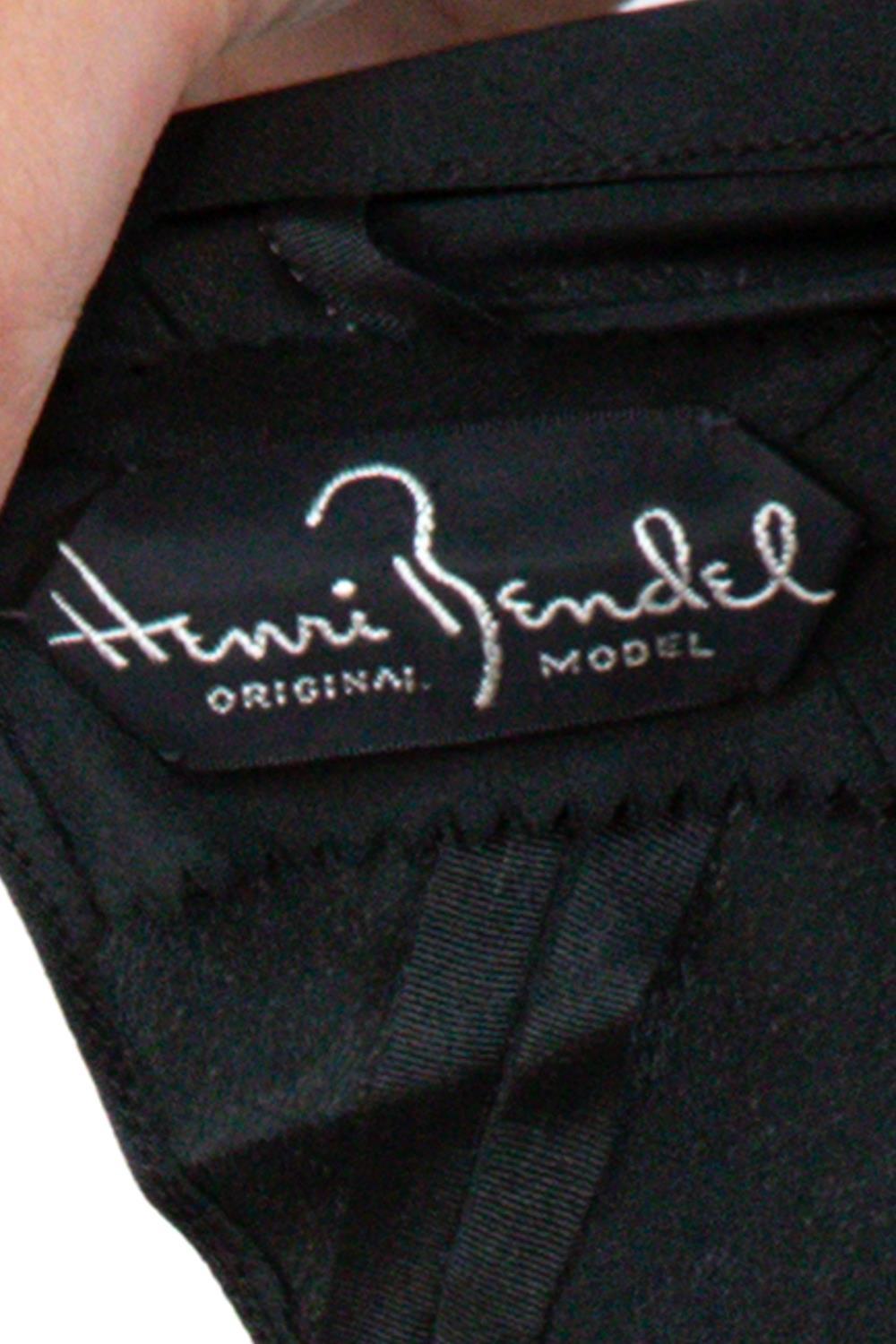 1950S Henri Bendel Custom Black Rayon & Silk Tulle Cocktail Dress With Couture For Sale 6