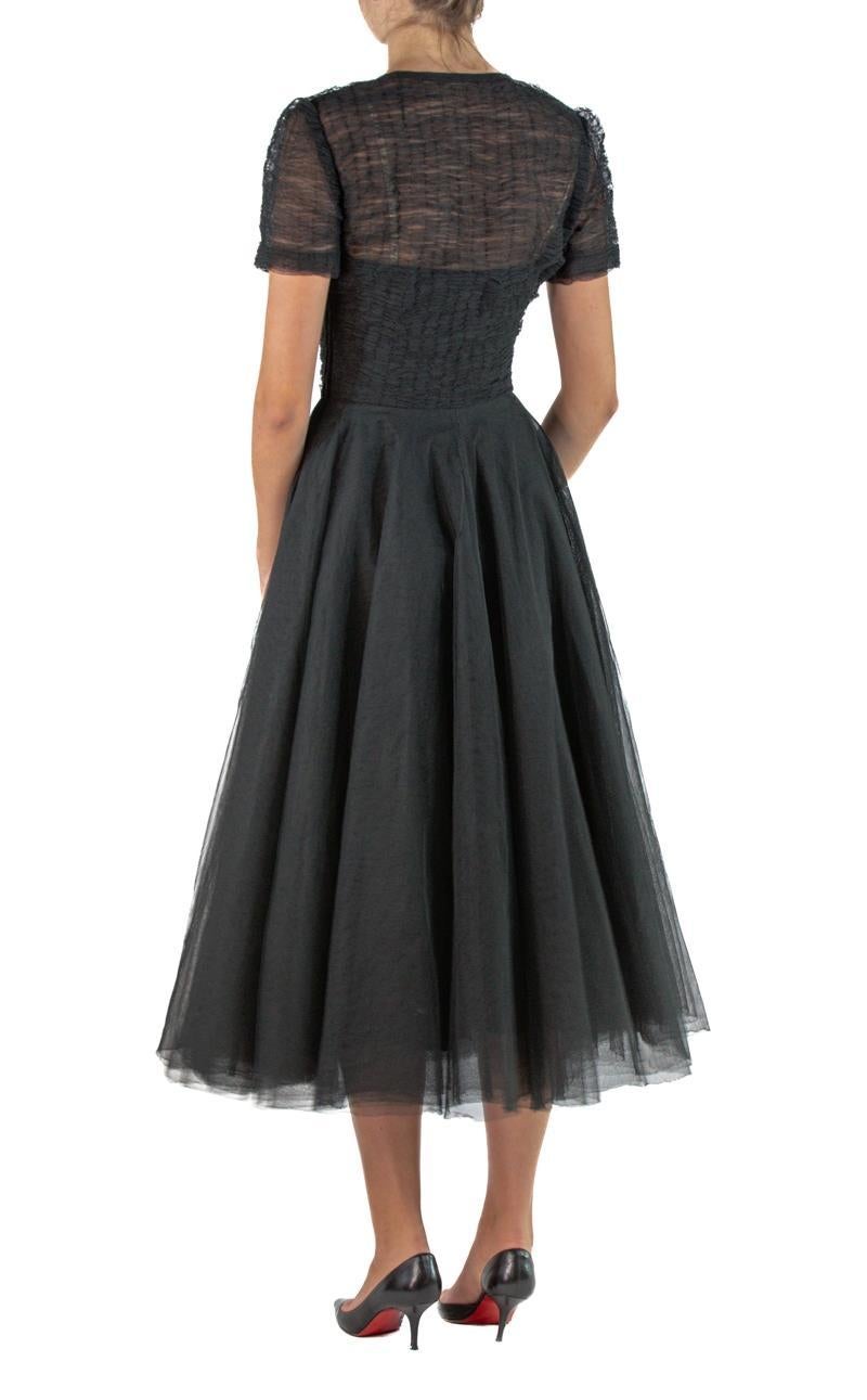 Women's 1950S Henri Bendel Custom Black Rayon & Silk Tulle Cocktail Dress With Couture For Sale
