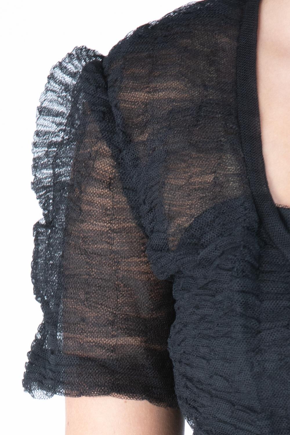 1950S Henri Bendel Custom Black Rayon & Silk Tulle Cocktail Dress With Couture For Sale 5