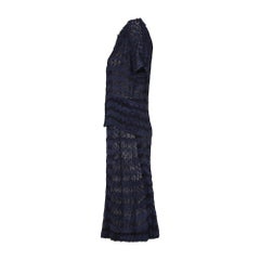 1950s Henry A La Pensée Haute Couture Navy Ribbonwork Skirt Suit