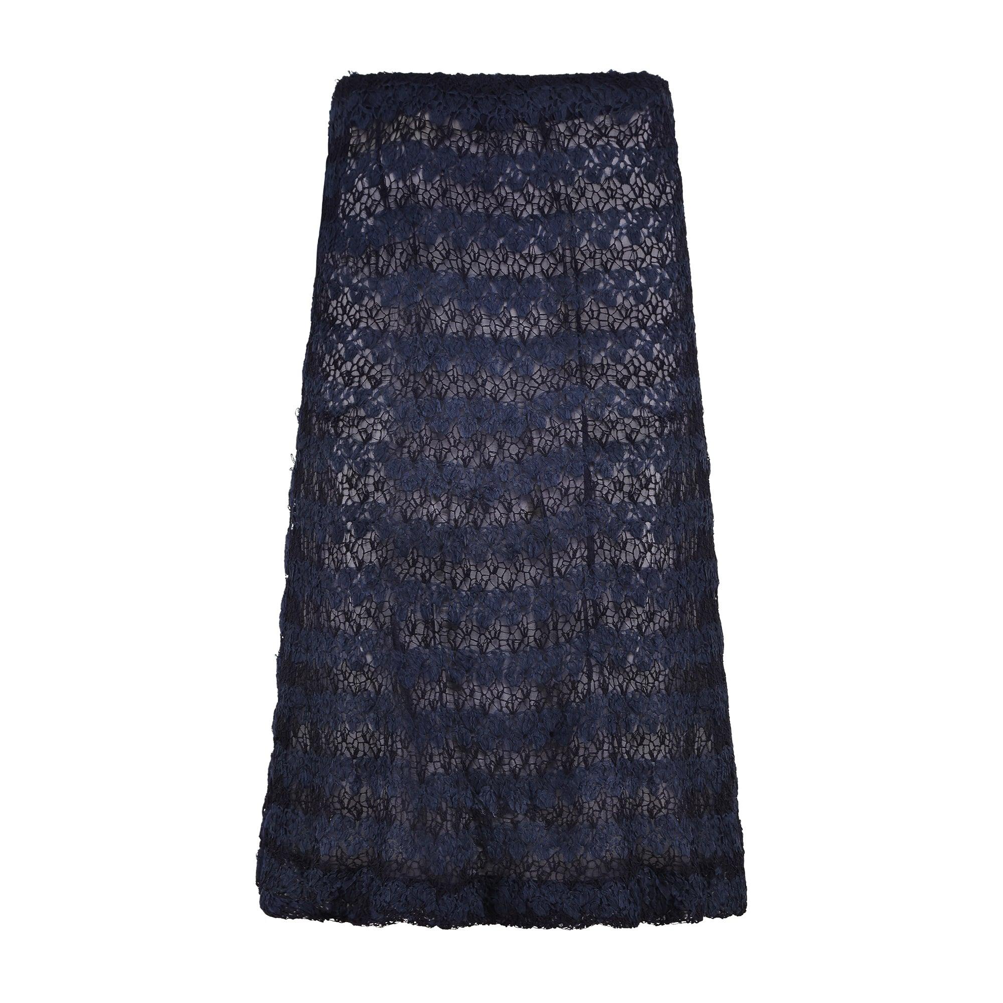 1950s Henry A La Pensée Haute Couture Navy Ribbonwork Skirt Suit In Good Condition For Sale In London, GB