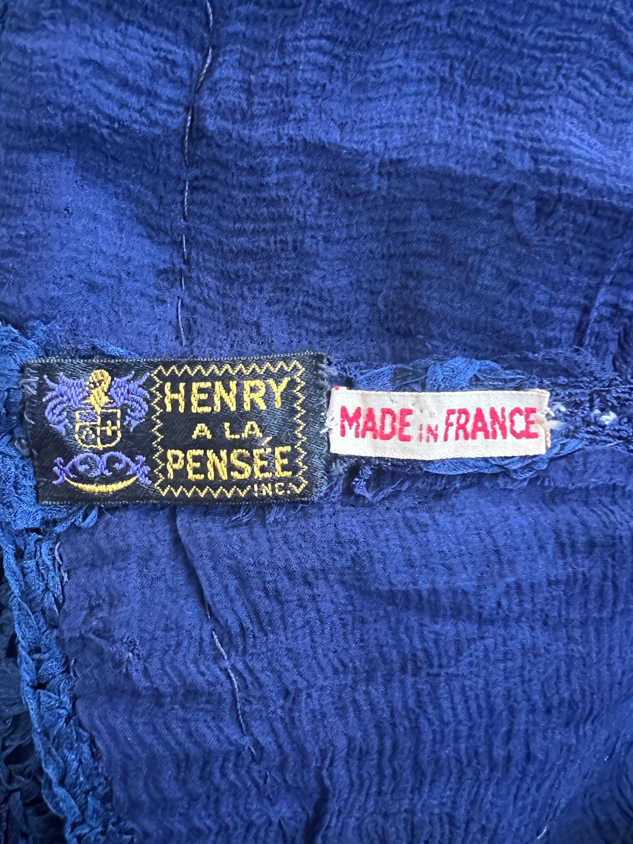 1950s Henry A La Pensée Haute Couture Navy Ribbonwork Skirt Suit For Sale 2