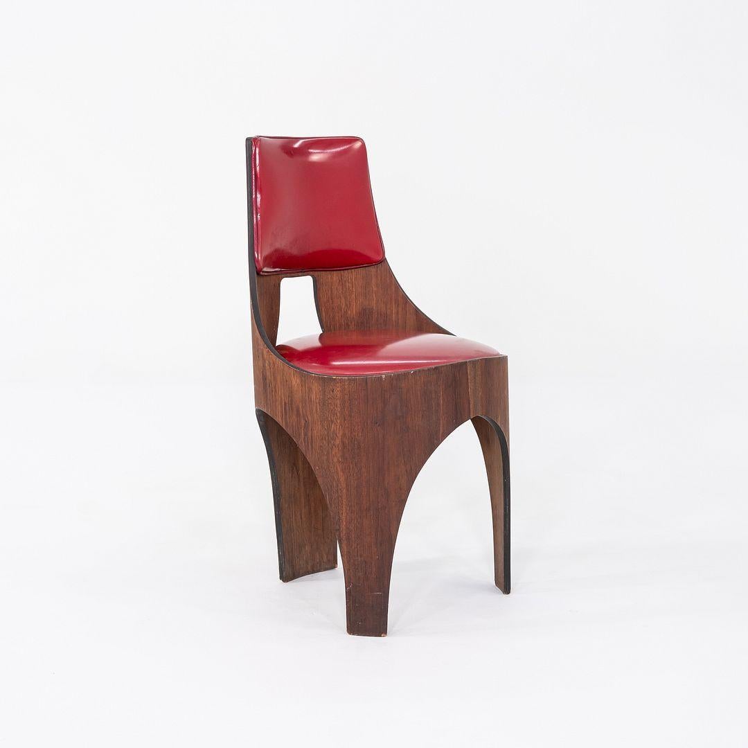 1950s Henry P. Glass for Richbilt Cylindra Dining Chair in Walnut and Red Vinyl en vente 4