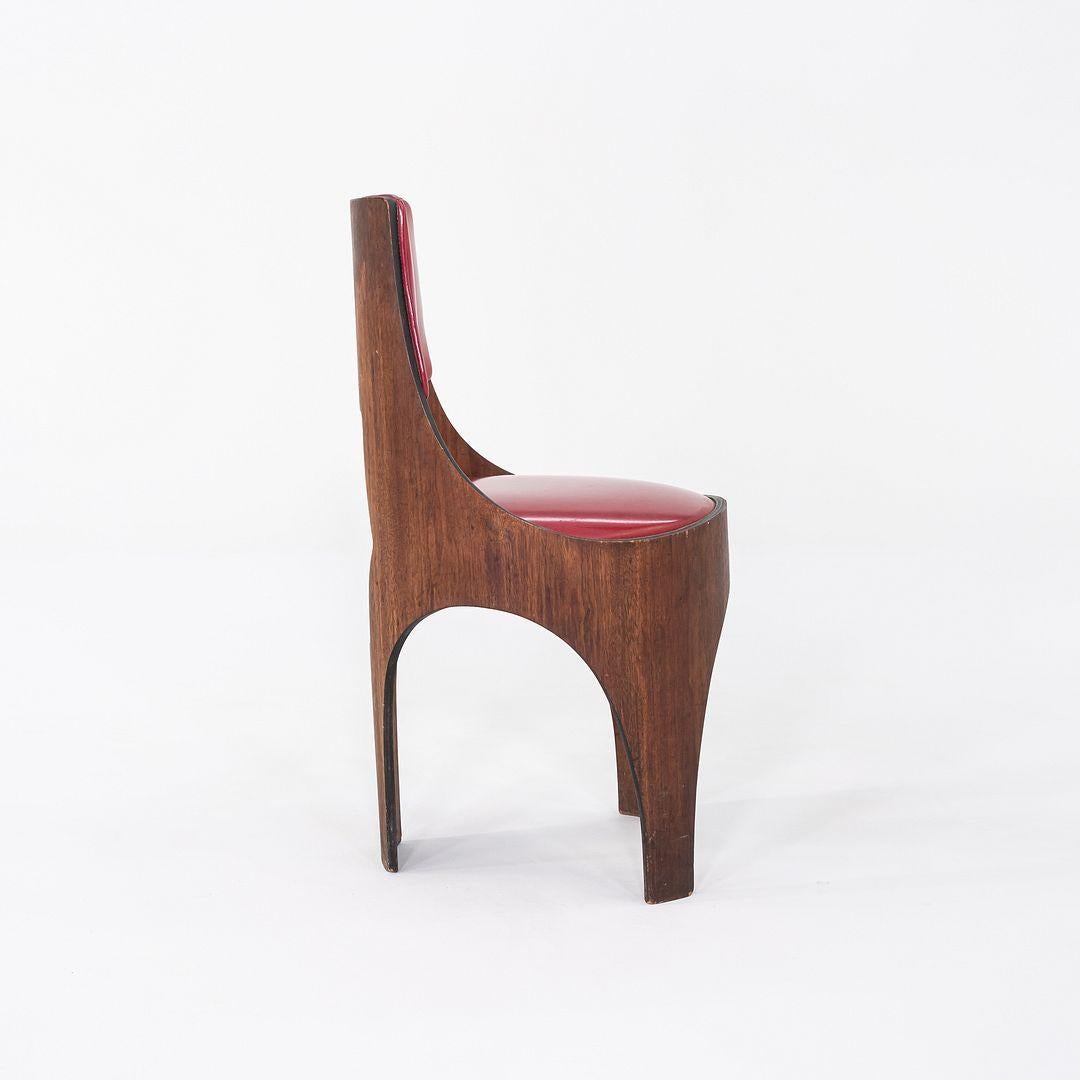 Américain 1950s Henry P. Glass for Richbilt Cylindra Dining Chair in Walnut and Red Vinyl en vente