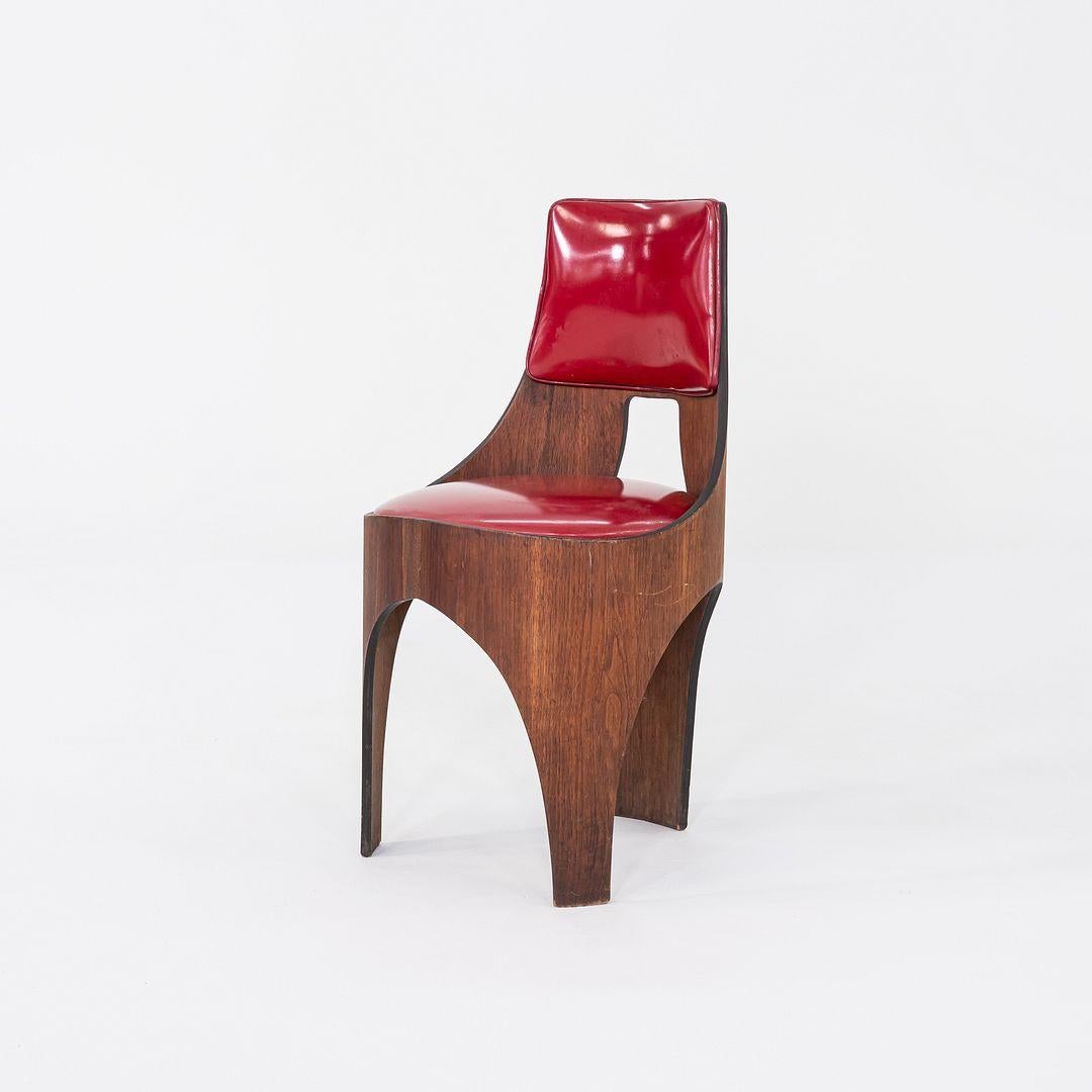 Noyer 1950s Henry P. Glass for Richbilt Cylindra Dining Chair in Walnut and Red Vinyl en vente