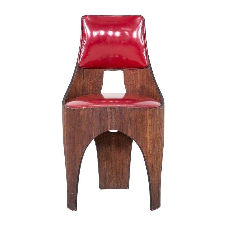 1950s Henry P. Glass for Richbilt Cylindra Dining Chair in Walnut and Red Vinyl en vente
