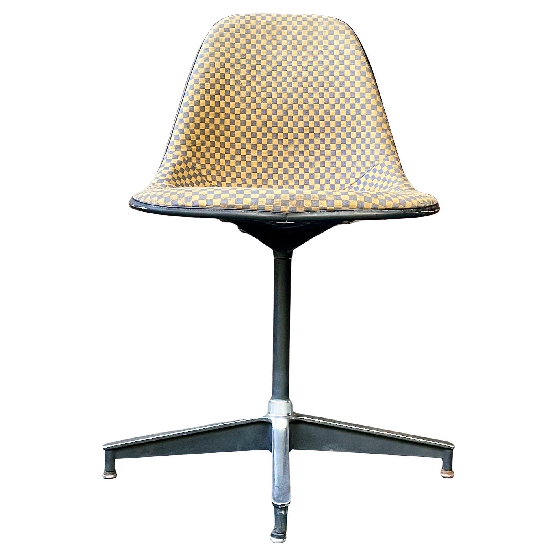 1950s Herman Miller Eames PSC Swivel Desk Chair, Alexander Girard Checkerboard For Sale