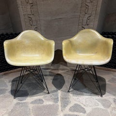 1950s Charles and Ray Eames Parchment Eiffel Fiberglass Shell Armchairs