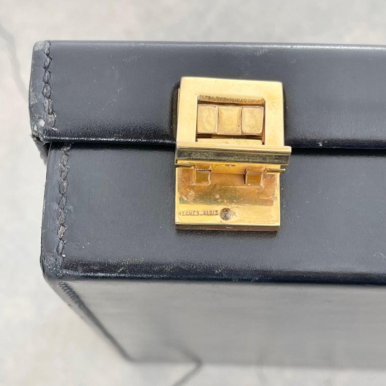 1950s Hermès Black Leather Toiletry Case For Sale at 1stDibs
