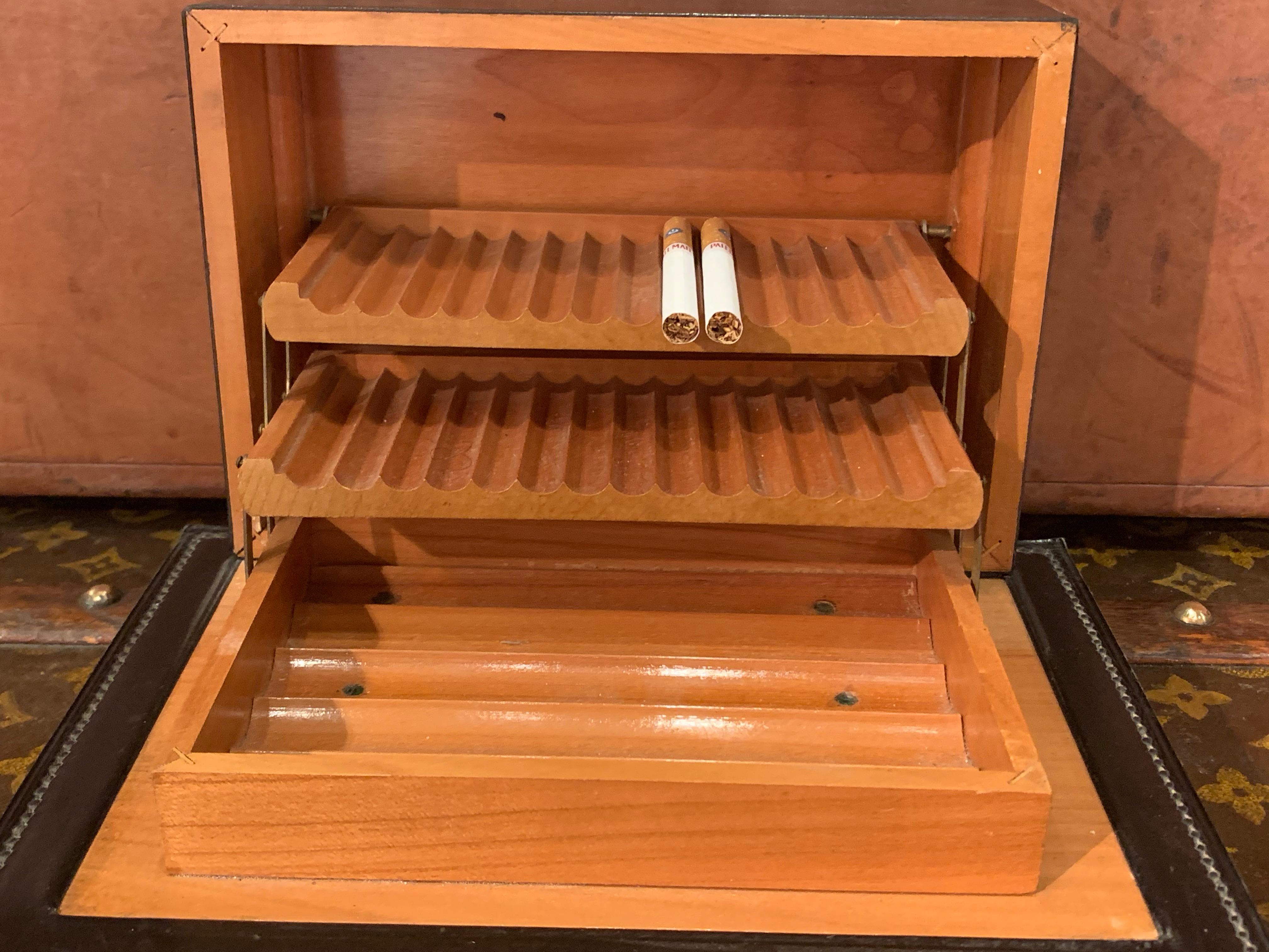 1950s Hermès Dupré-Lafon Leather Cigars and Cigarettes Box For Sale 5