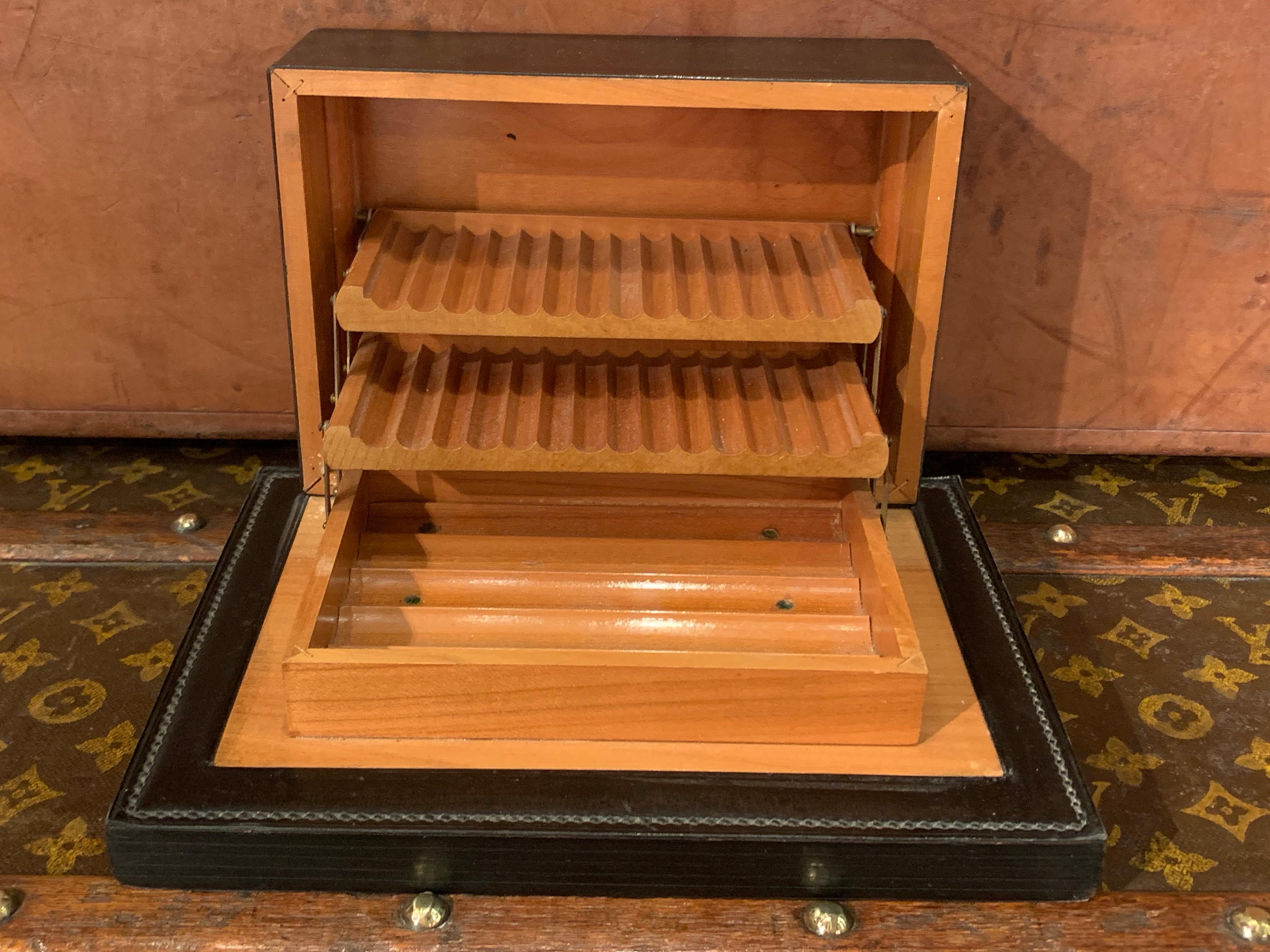 1950s Hermès Dupré-Lafon Leather Cigars and Cigarettes Box For Sale 6