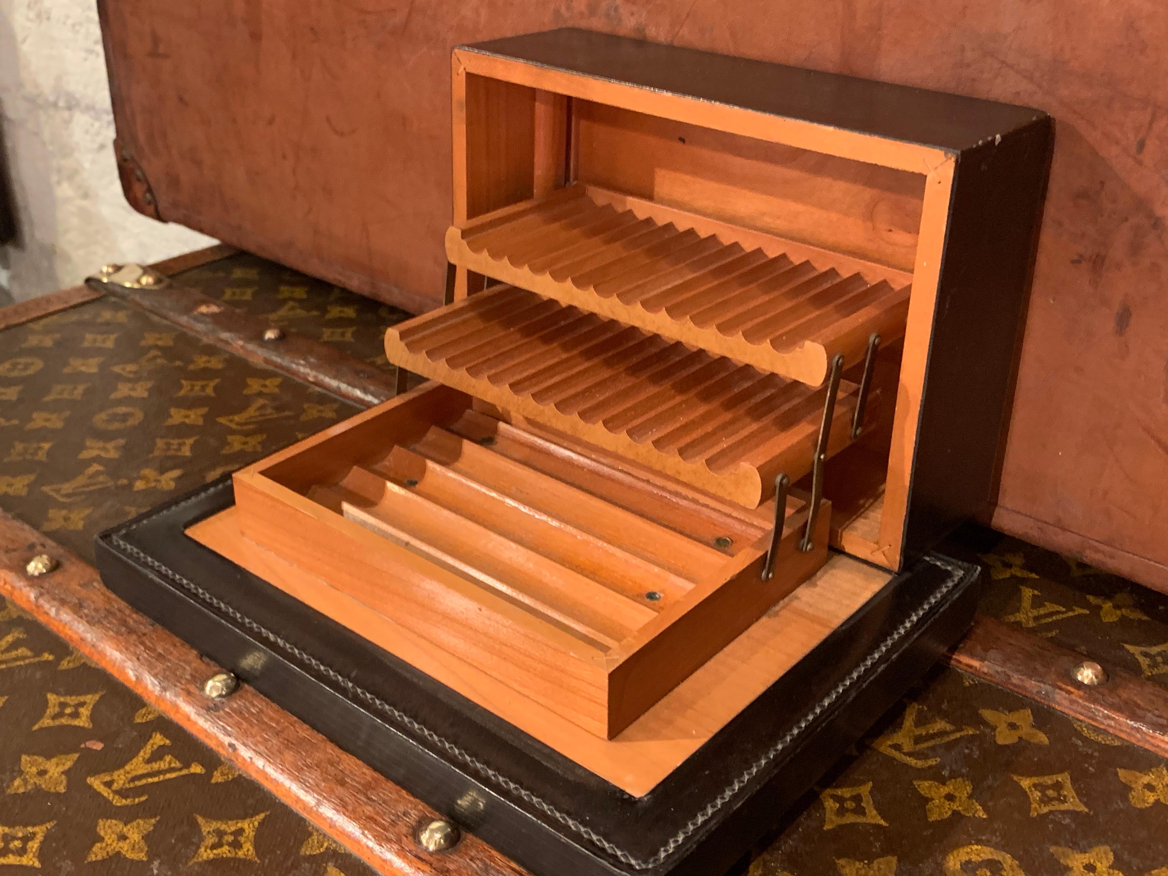 1950s Hermès Dupré-Lafon Leather Cigars and Cigarettes Box For Sale 7