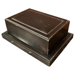 Used 1950s Hermès Dupré-Lafon Leather Cigars and Cigarettes Box