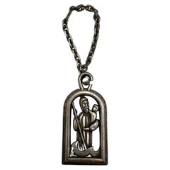 1950er Jahre Hermes Silber Schlüsselanhänger Saint Christopher Charme