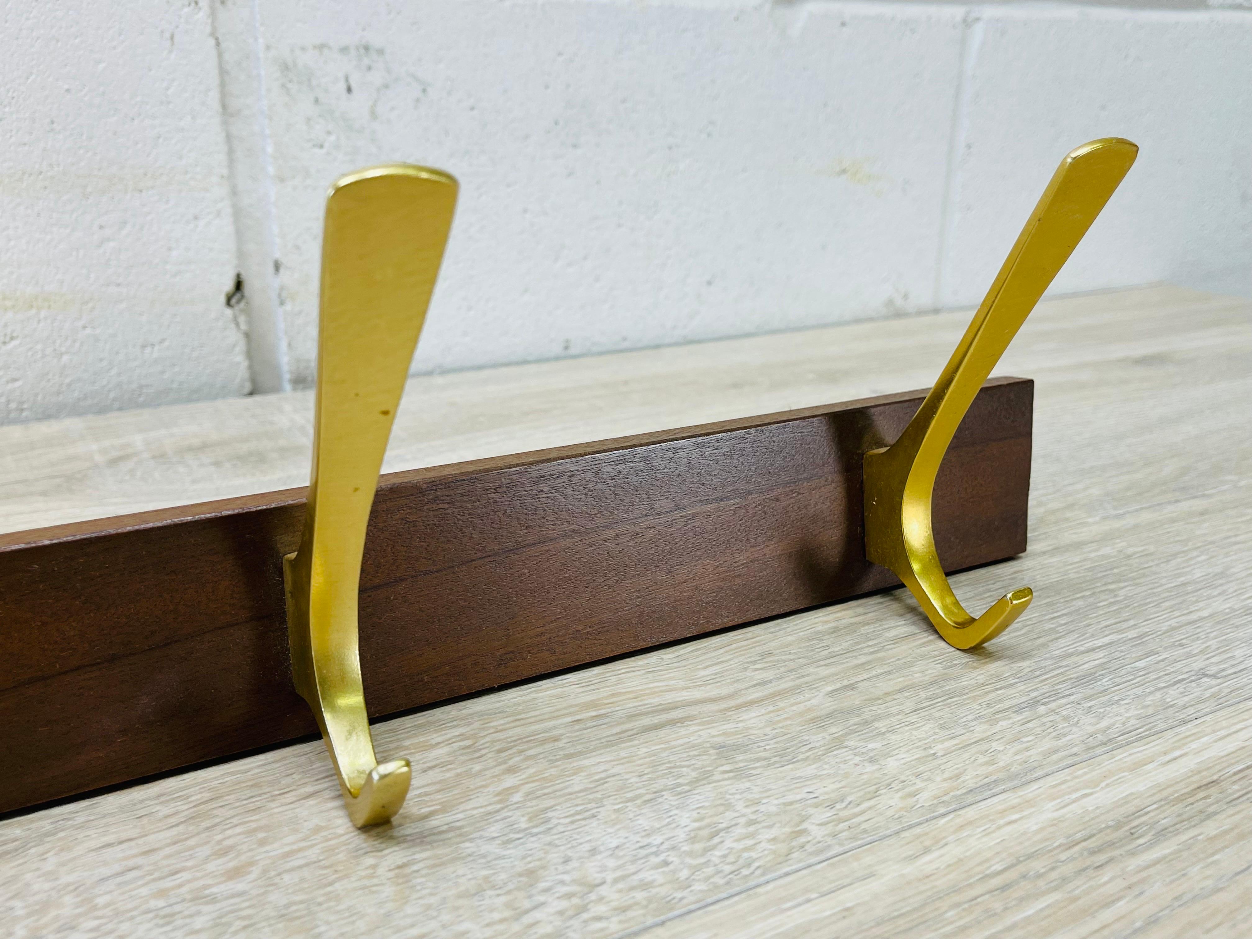 1950s Hertha Baller Austria Wall Mounted 3-Hook Coat Rack In Good Condition For Sale In Amherst, NH