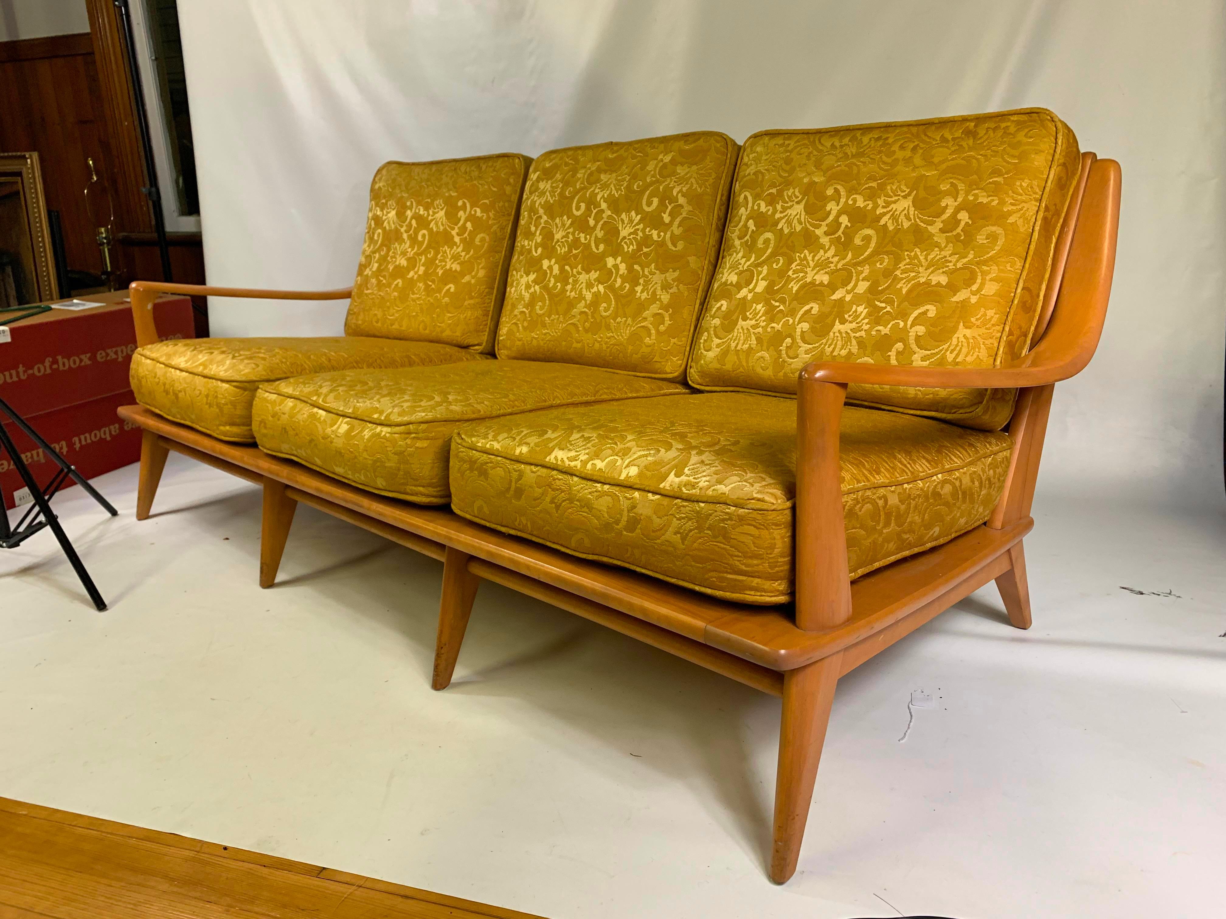 1950s Heywood Wakefield Aristocraft champagne couch.
  