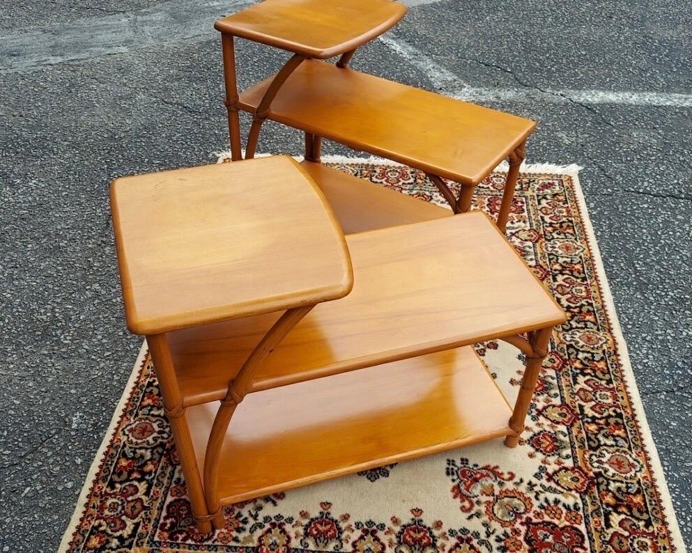 Mid-Century Modern Paire de tables d'appoint en bambou Heywood-Wakefield des années 1950 en vente
