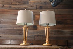 Lampade da tavolo in stile bambù Heywood-Wakefield del 1950  Coppia di oggetti moderni del medio secolo