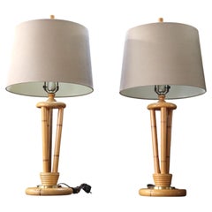 Lampade da tavolo in stile bambù Heywood-Wakefield del 1950  Coppia di oggetti moderni del medio secolo