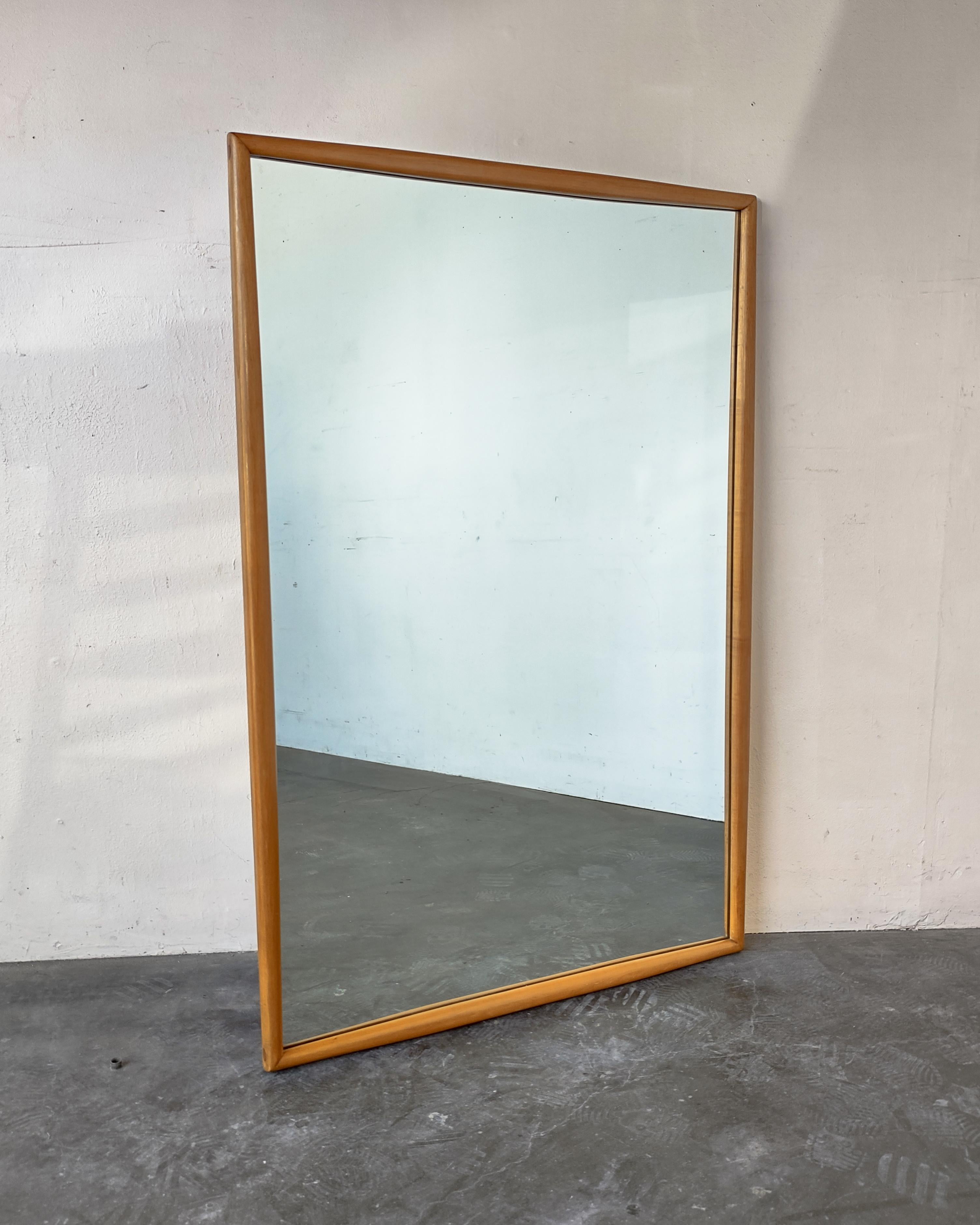 20th Century 1950s Heywood Wakefield Wood Framed Large Wall Mirror Horizontal Vertical