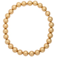1950s High Polish Multi Ball Gold Necklace Strung on Gold Chain