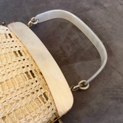 1950s High Quality Bakelite and Woven White Cotton Italian Hand-Bag