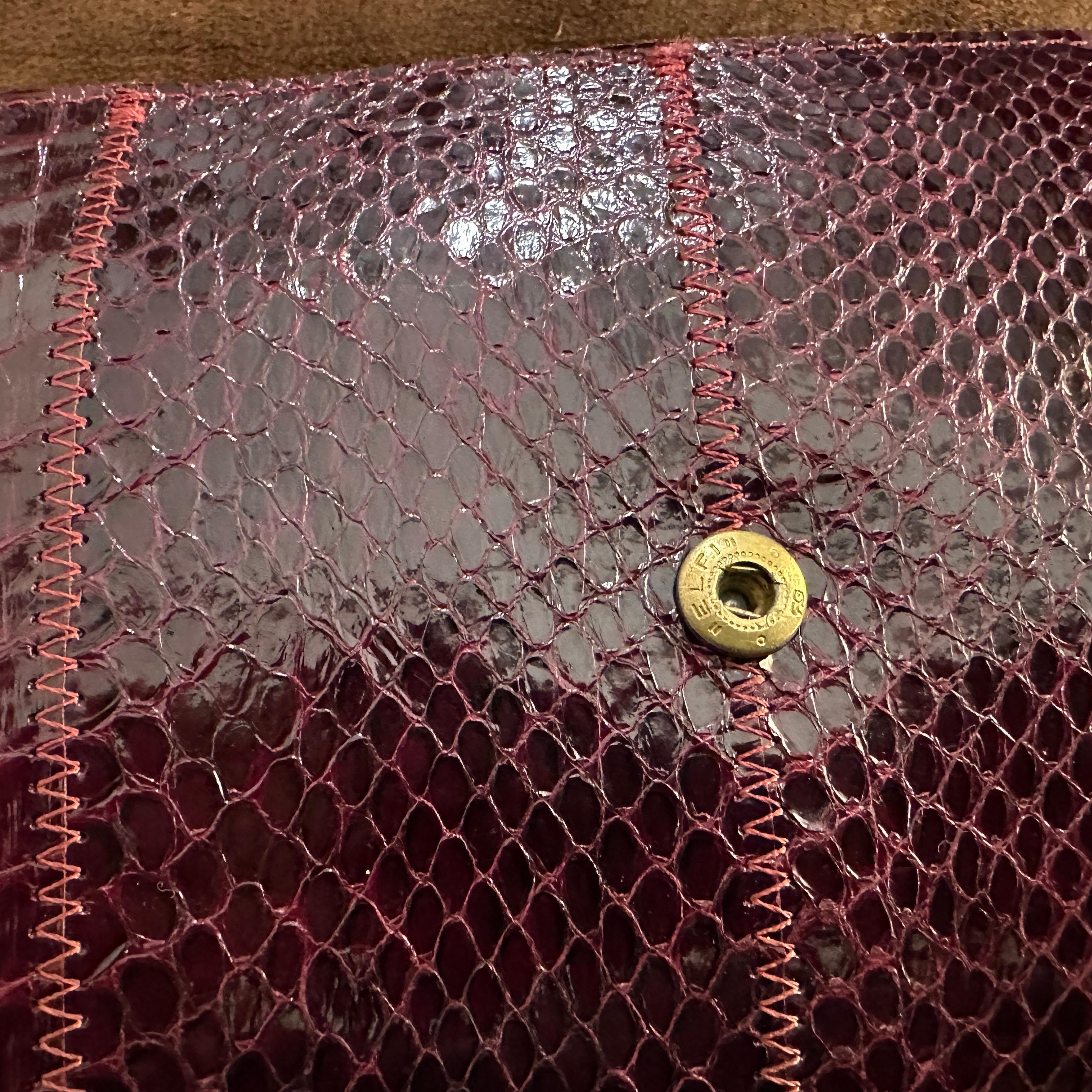 Women's 1950s High Quality Burgundy Leather and Brass Italian Shoulder Bag