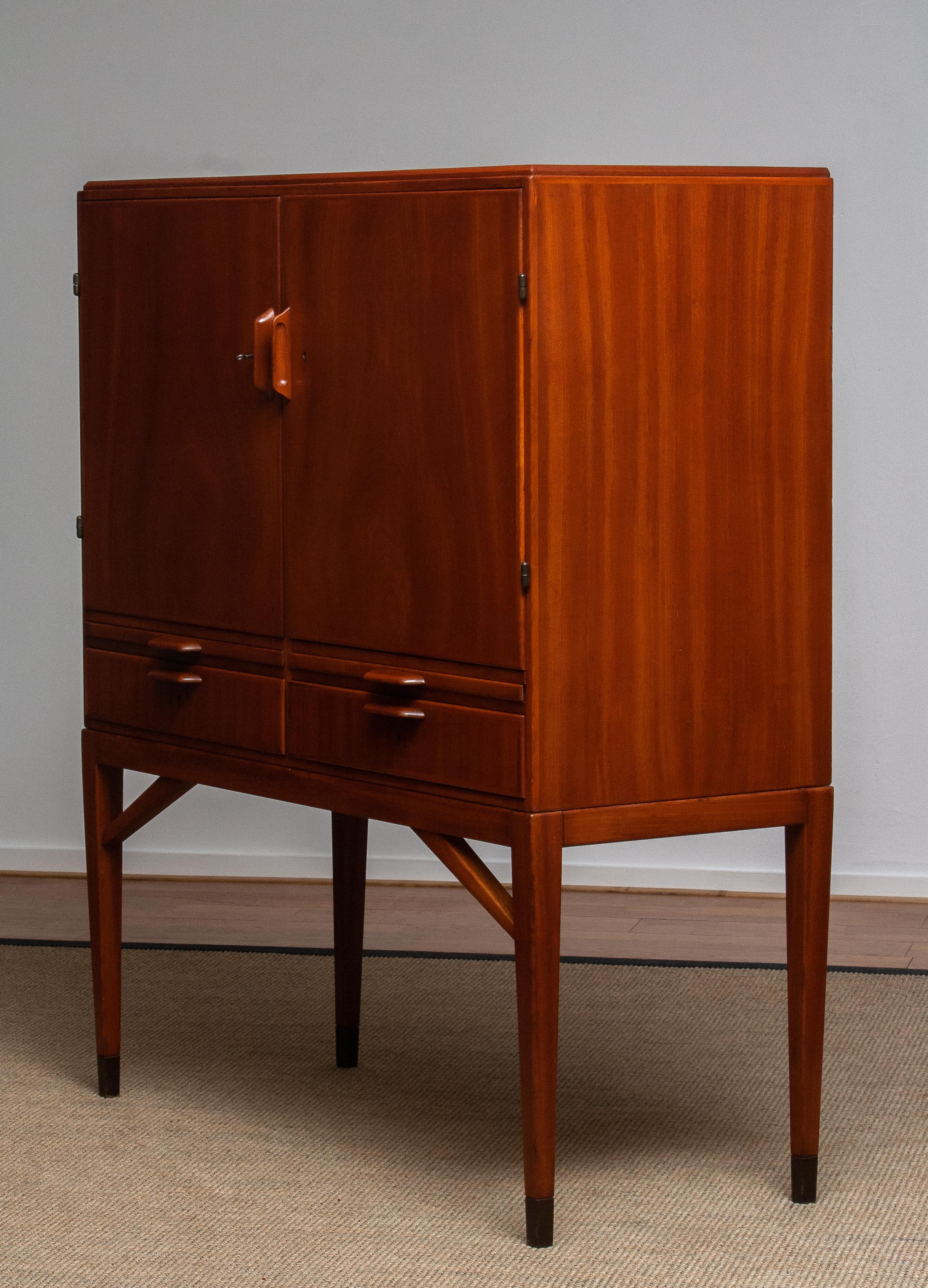 1950s, High Quality Mahogany Dry Bar / Cabinet Made by Marbo Sweden, SMI Labeled 12