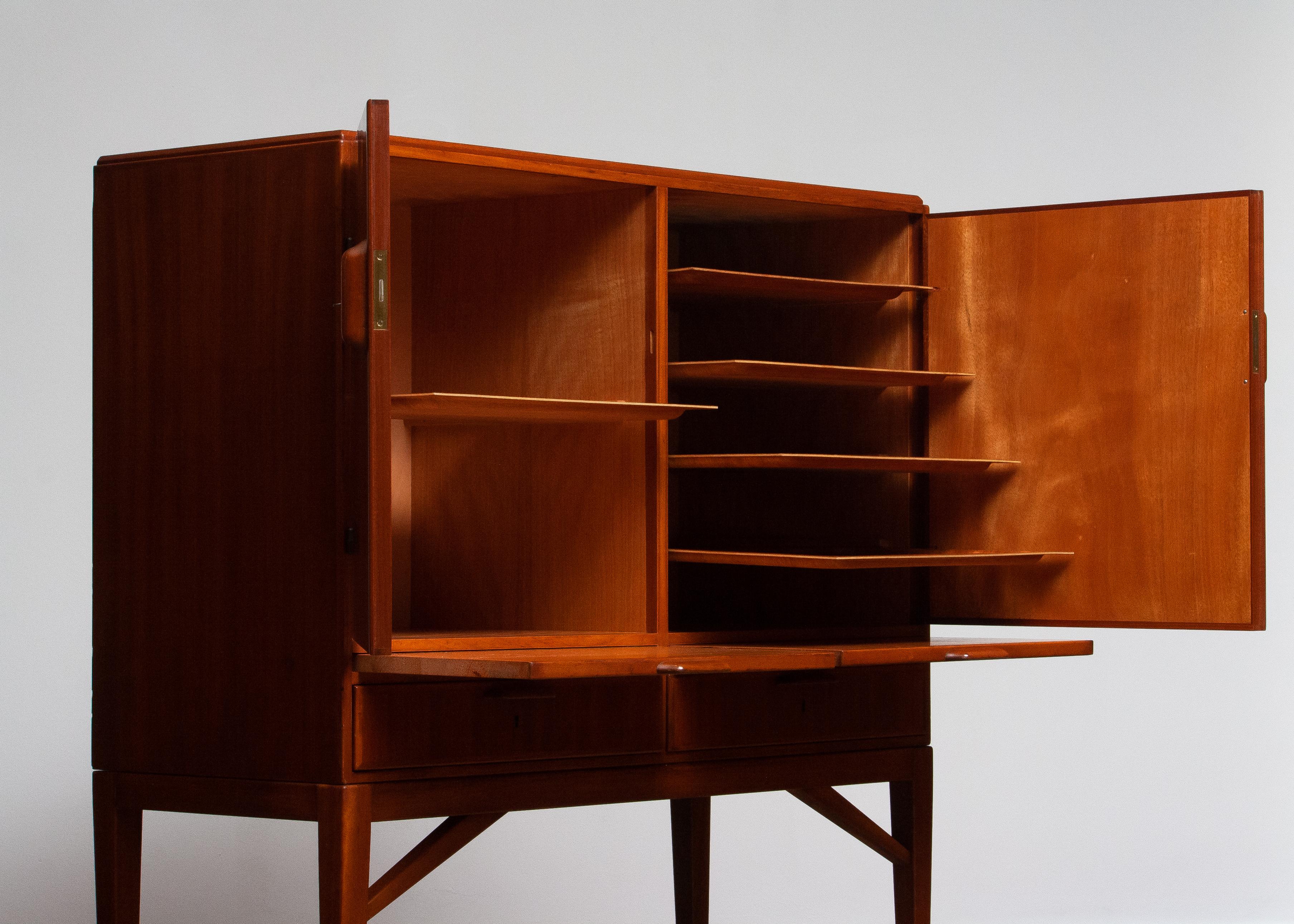 Mid-Century Modern 1950s, High Quality Mahogany Dry Bar / Cabinet Made by Marbo Sweden, SMI Labeled