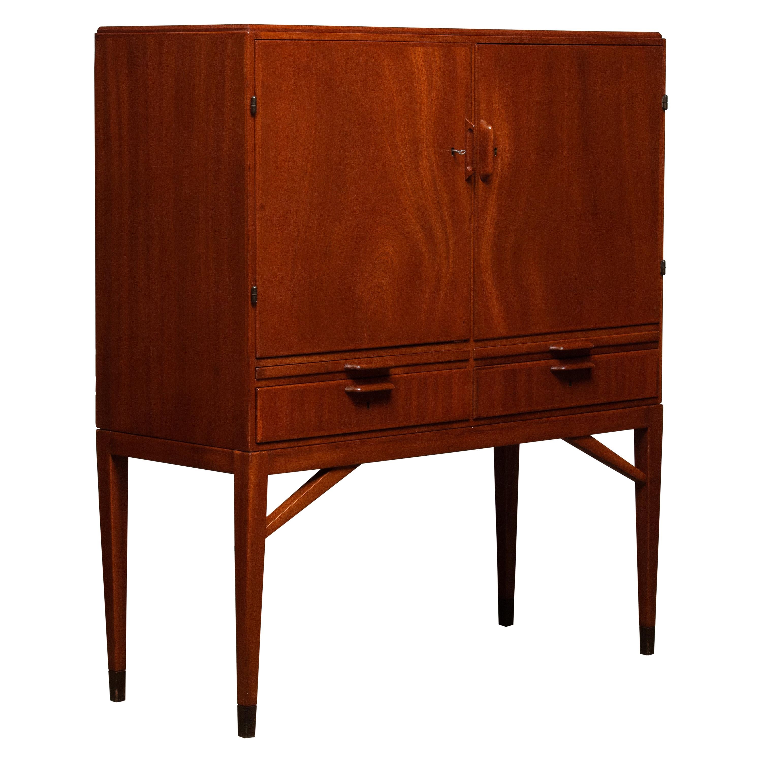 Swedish 1950s, High Quality Mahogany Dry Bar / Cabinet Made by Marbo Sweden, SMI Labeled