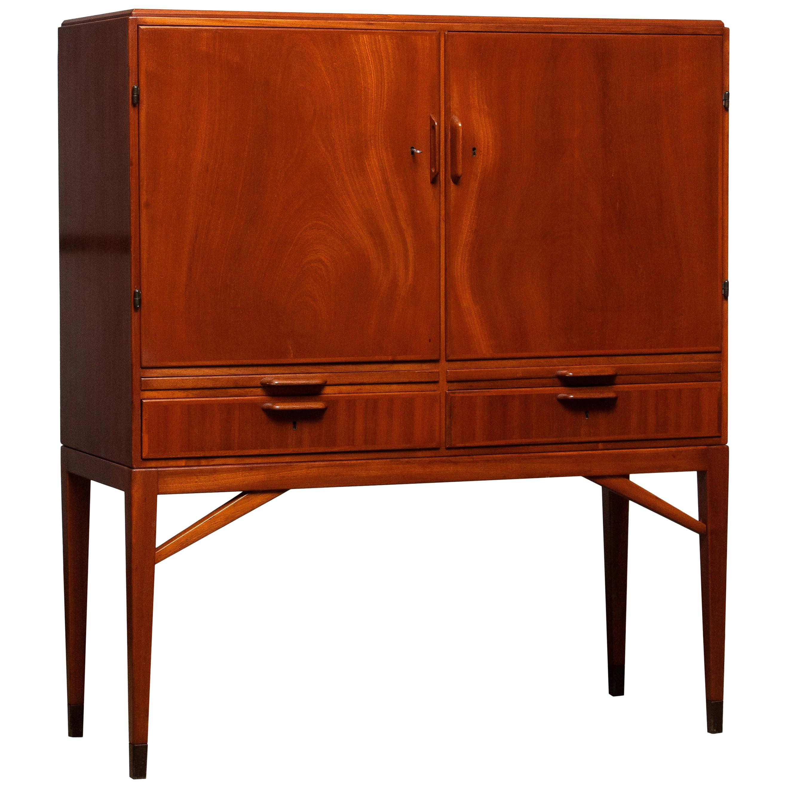 1950s, High Quality Mahogany Dry Bar / Cabinet Made by Marbo Sweden, SMI Labeled