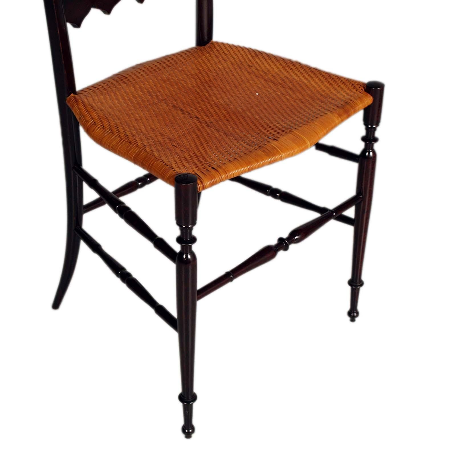Neoclassico Sedia Chiavarina con schienale alto degli anni '50 Gio Ponti per SAC Chiavari in vendita