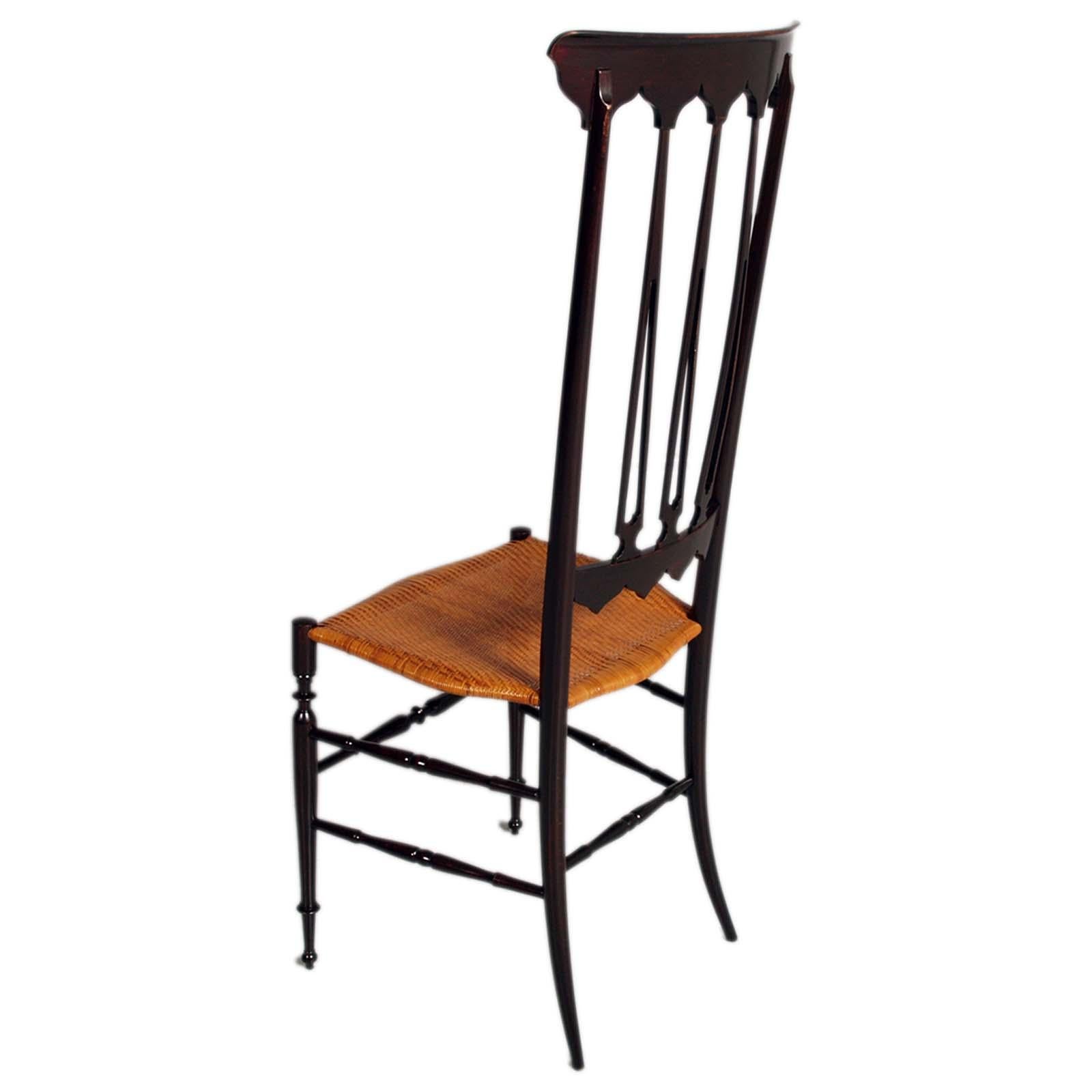 Italiano Sedia Chiavarina con schienale alto degli anni '50 Gio Ponti per SAC Chiavari in vendita