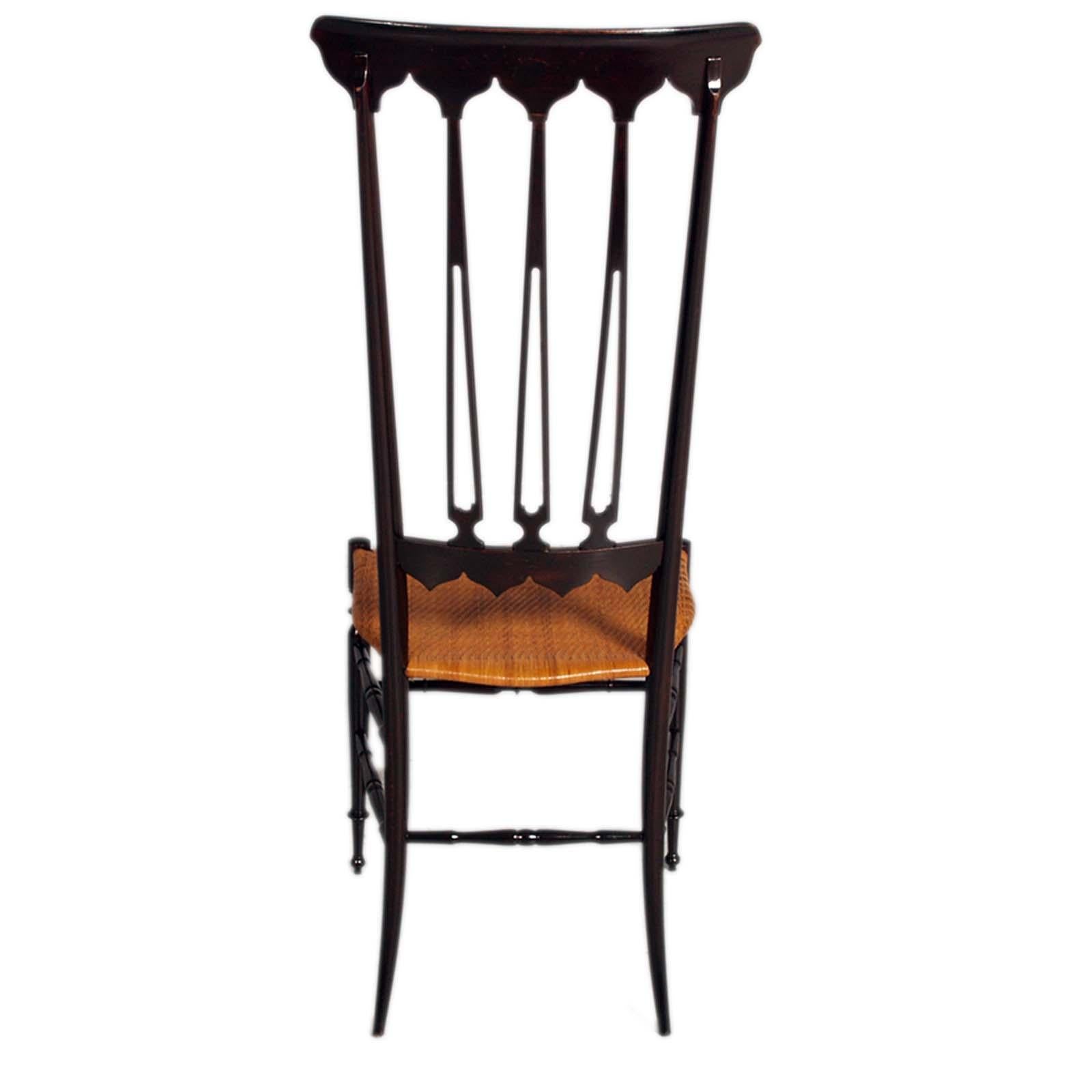 Ebanizzato Sedia Chiavarina con schienale alto degli anni '50 Gio Ponti per SAC Chiavari in vendita