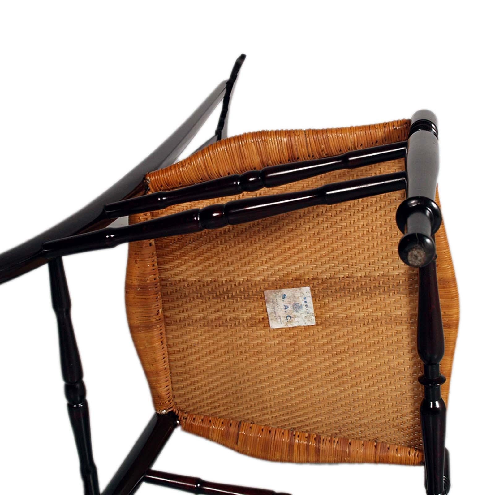 XX secolo Sedia Chiavarina con schienale alto degli anni '50 Gio Ponti per SAC Chiavari in vendita