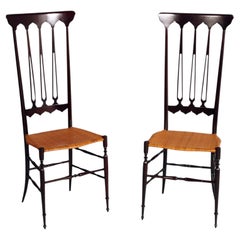 1950s Hight Back Chiavarina Chair Gio Ponti attributed for SAC Chiavari