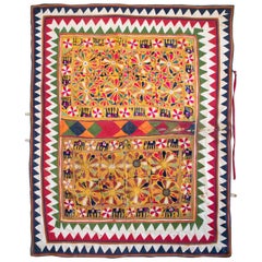 1950s Hindu Colonial Hand Sewn Tapestry with Vivid Colors