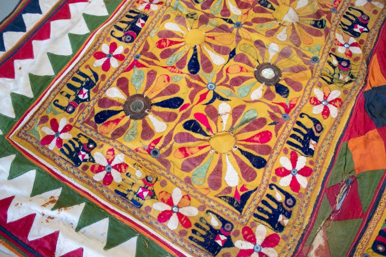 1950s Hindu Colonial Hand Sewn Tapestry with Vivid Colors at 1stDibs
