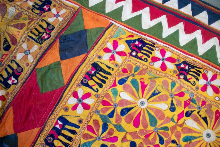 1950s Hindu Colonial Hand Sewn Tapestry with Vivid Colors at 1stDibs